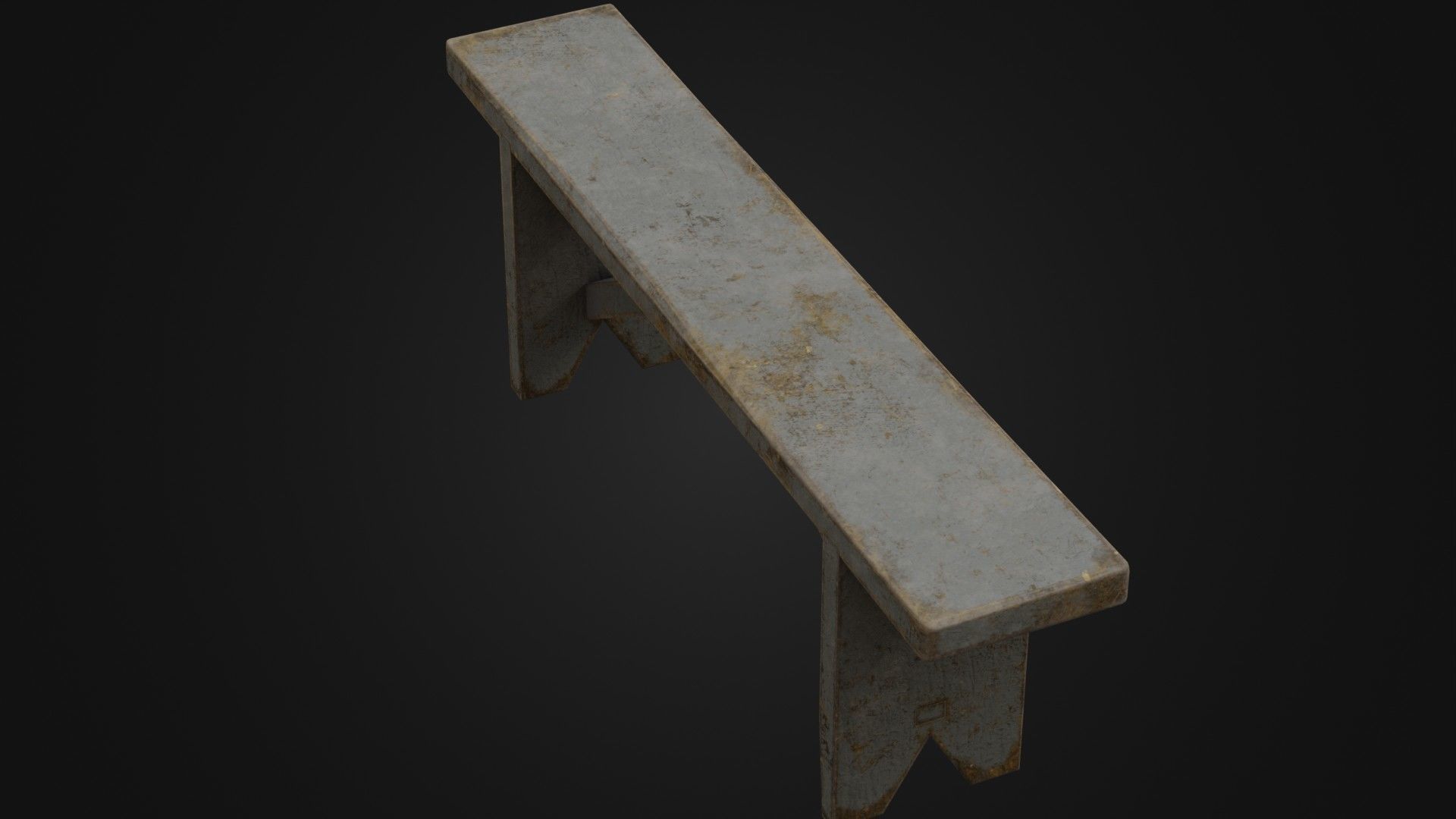Old Dirty Worn Wooden Bench 10 Low-poly 3D model_38