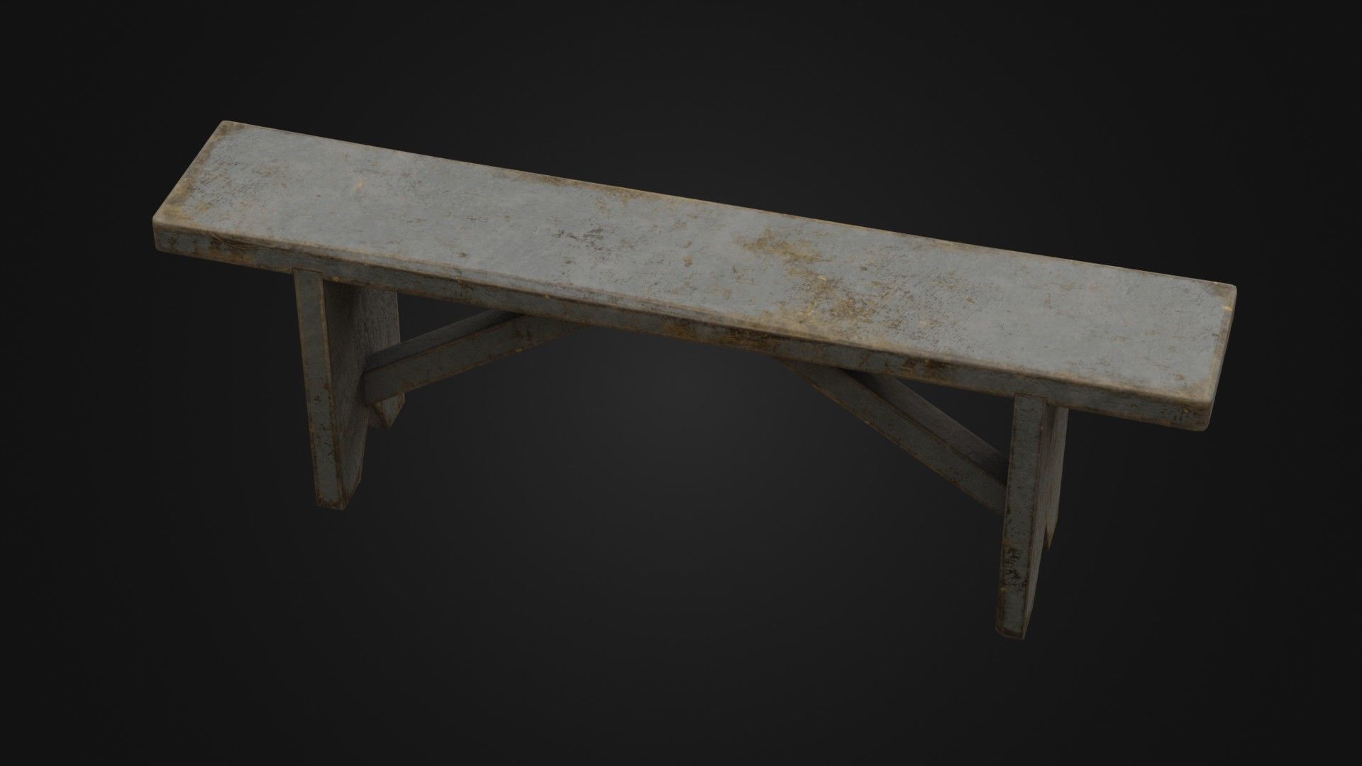 Old Dirty Worn Wooden Bench 10 Low-poly 3D model_44