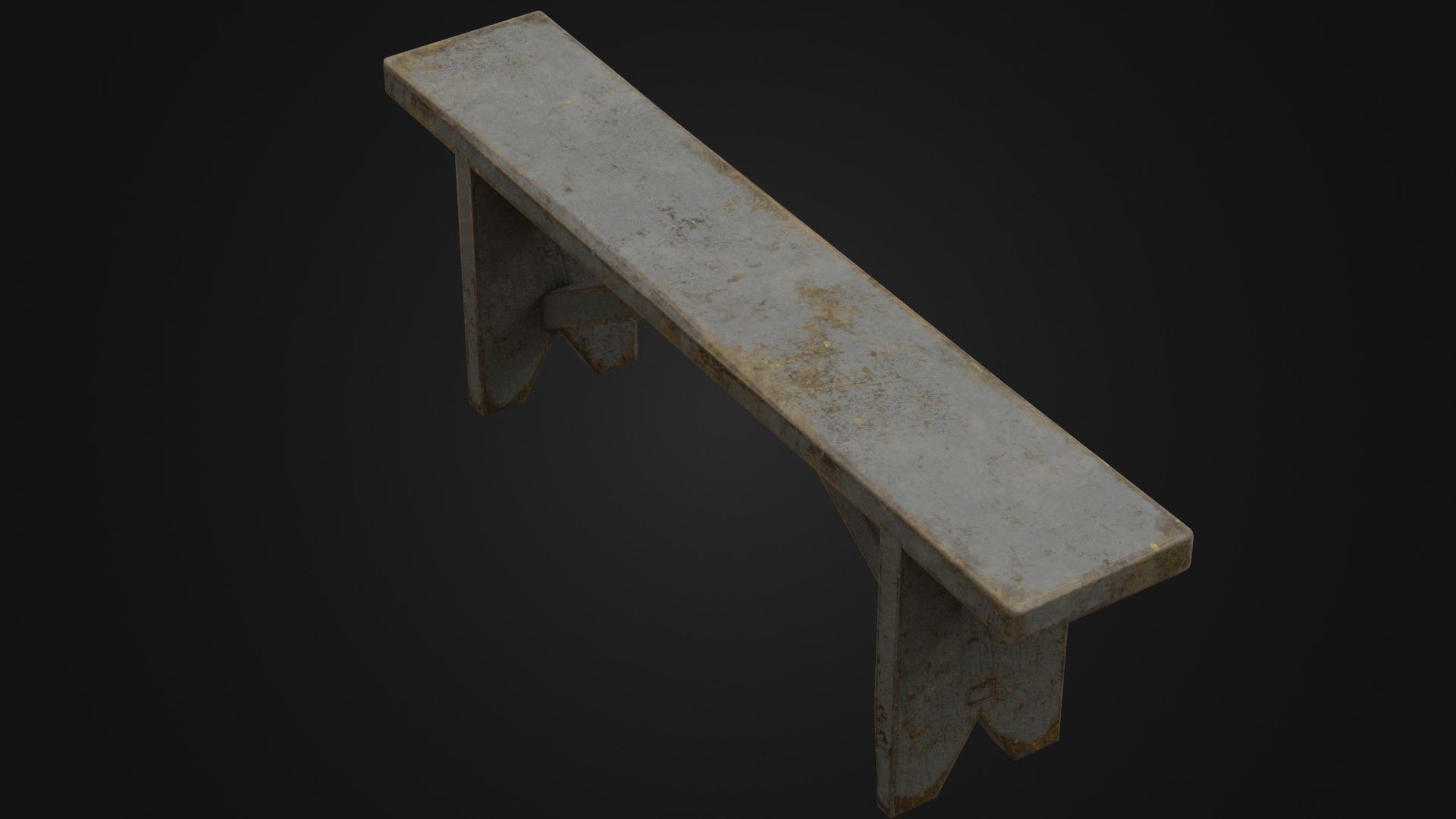 Old Dirty Worn Wooden Bench 10 Low-poly 3D model_39
