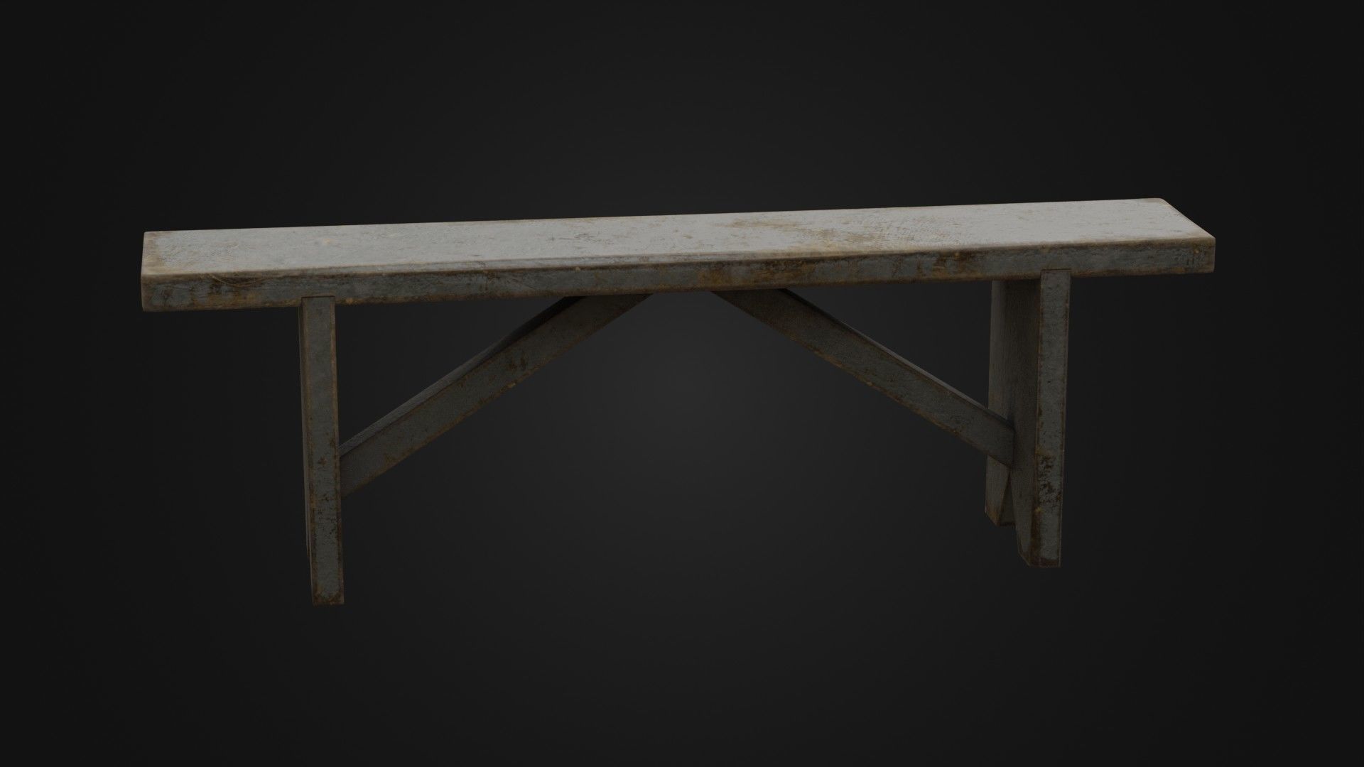 Old Dirty Worn Wooden Bench 10 Low-poly 3D model_4