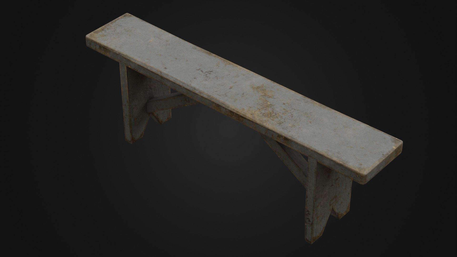 Old Dirty Worn Wooden Bench 10 Low-poly 3D model_41