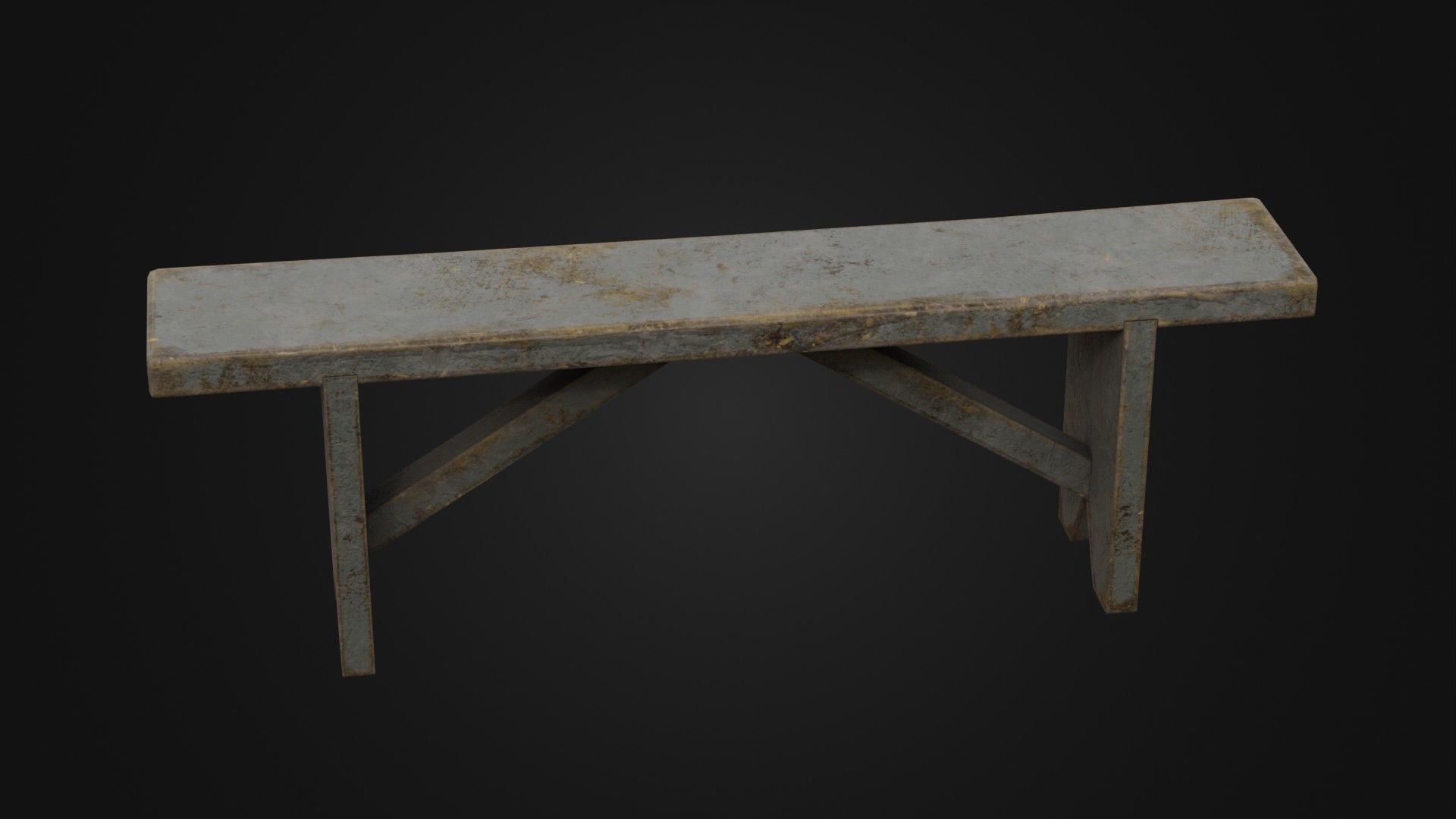 Old Dirty Worn Wooden Bench 10 Low-poly 3D model_25