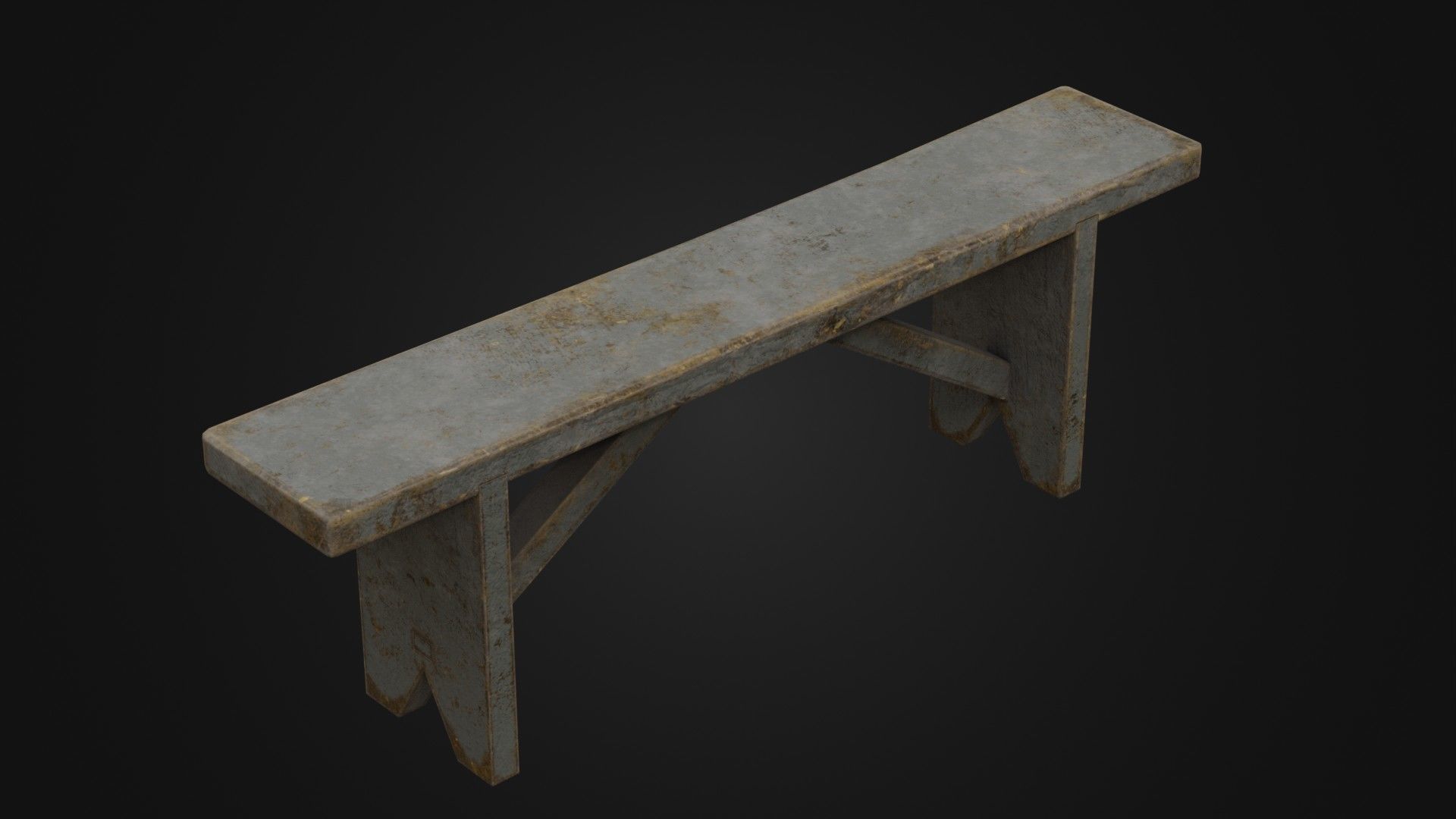 Old Dirty Worn Wooden Bench 10 Low-poly 3D model_29