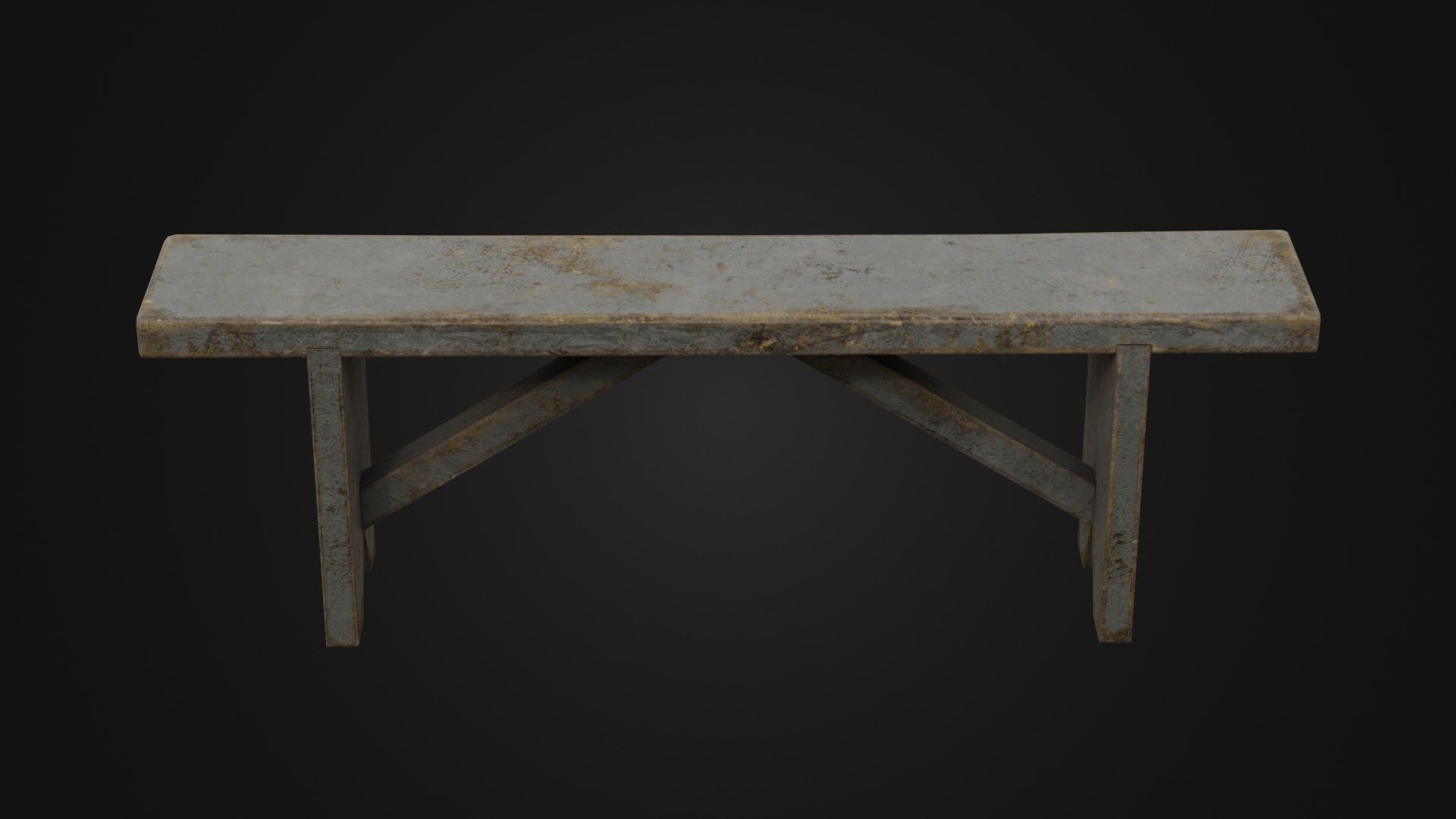 Old Dirty Worn Wooden Bench 10 Low-poly 3D model_24