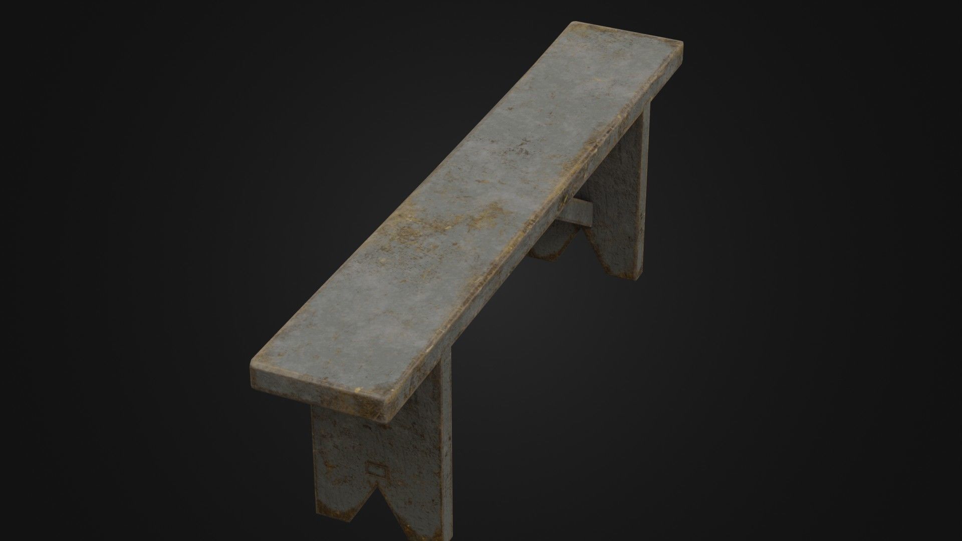 Old Dirty Worn Wooden Bench 10 Low-poly 3D model_32