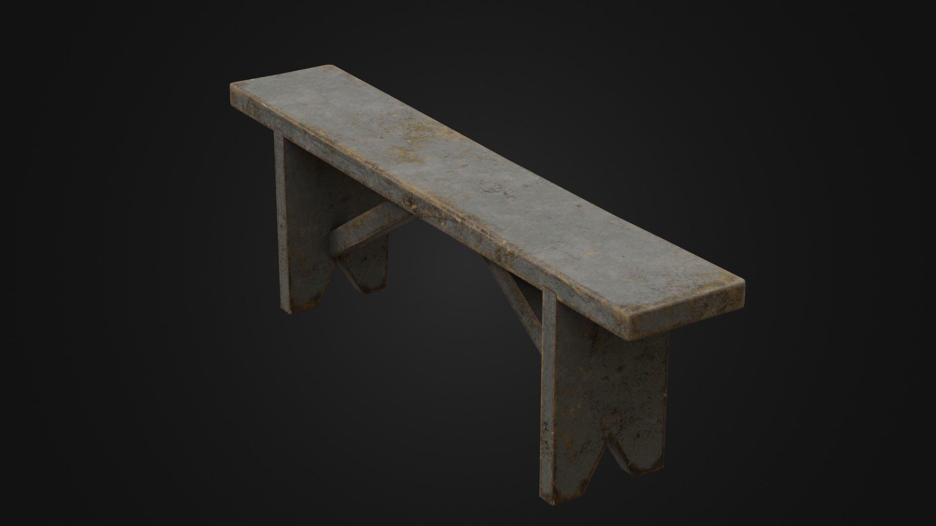 Old Dirty Worn Wooden Bench 10 Low-poly 3D model_18