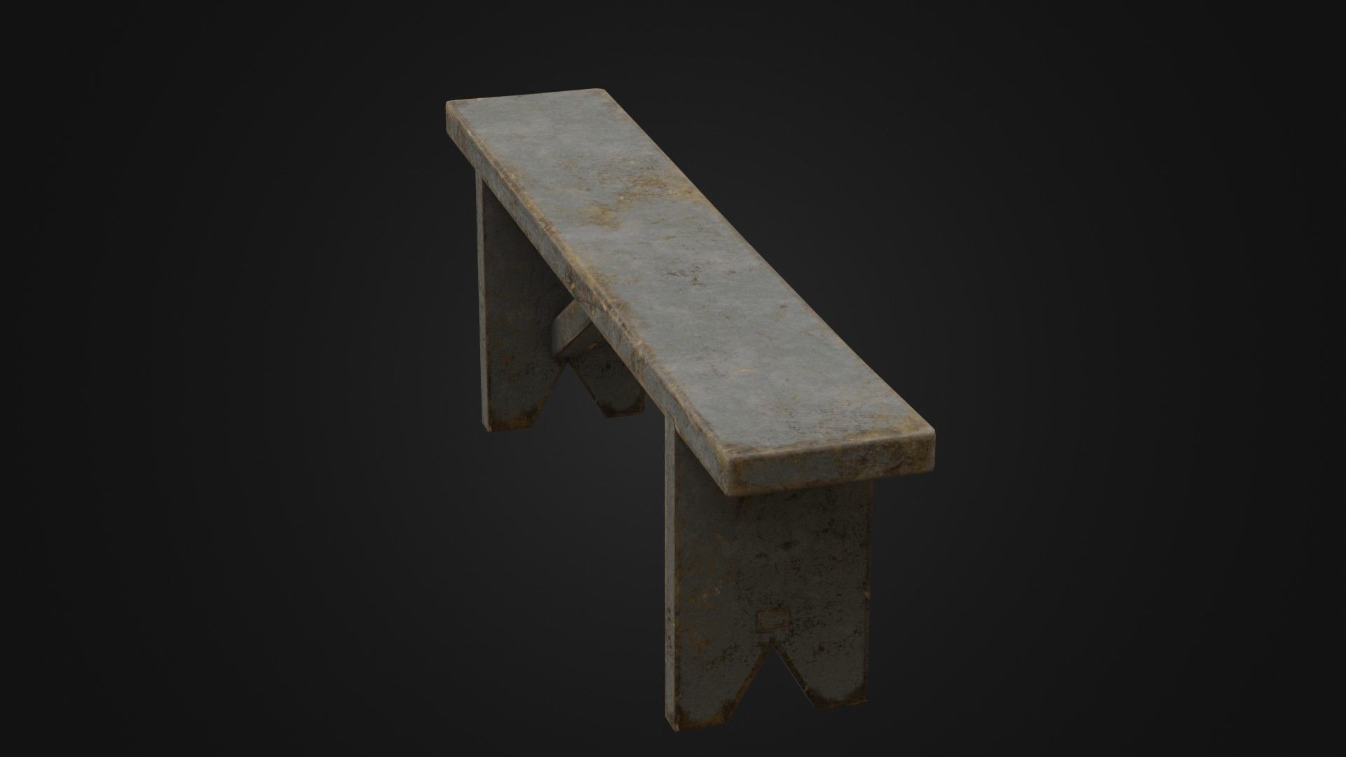 Old Dirty Worn Wooden Bench 10 Low-poly 3D model_16