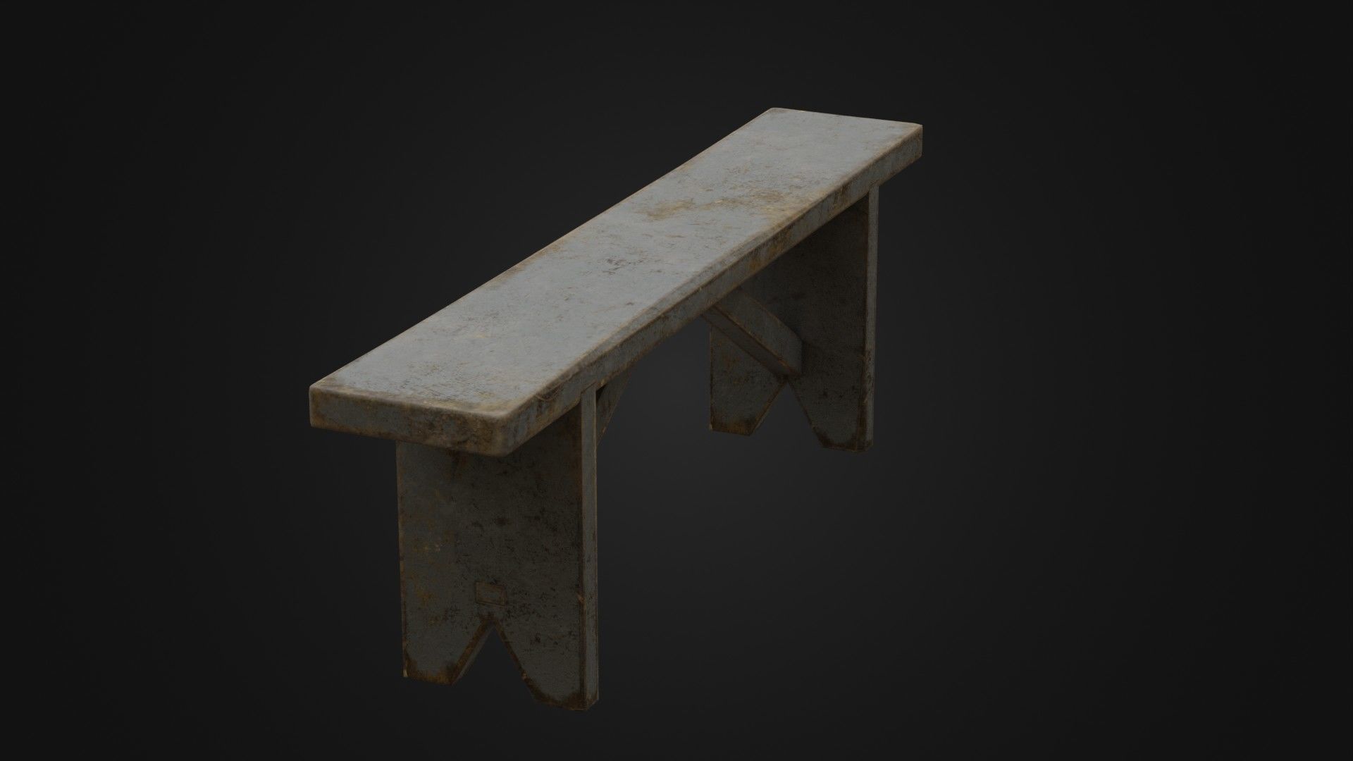 Old Dirty Worn Wooden Bench 10 Low-poly 3D model_11