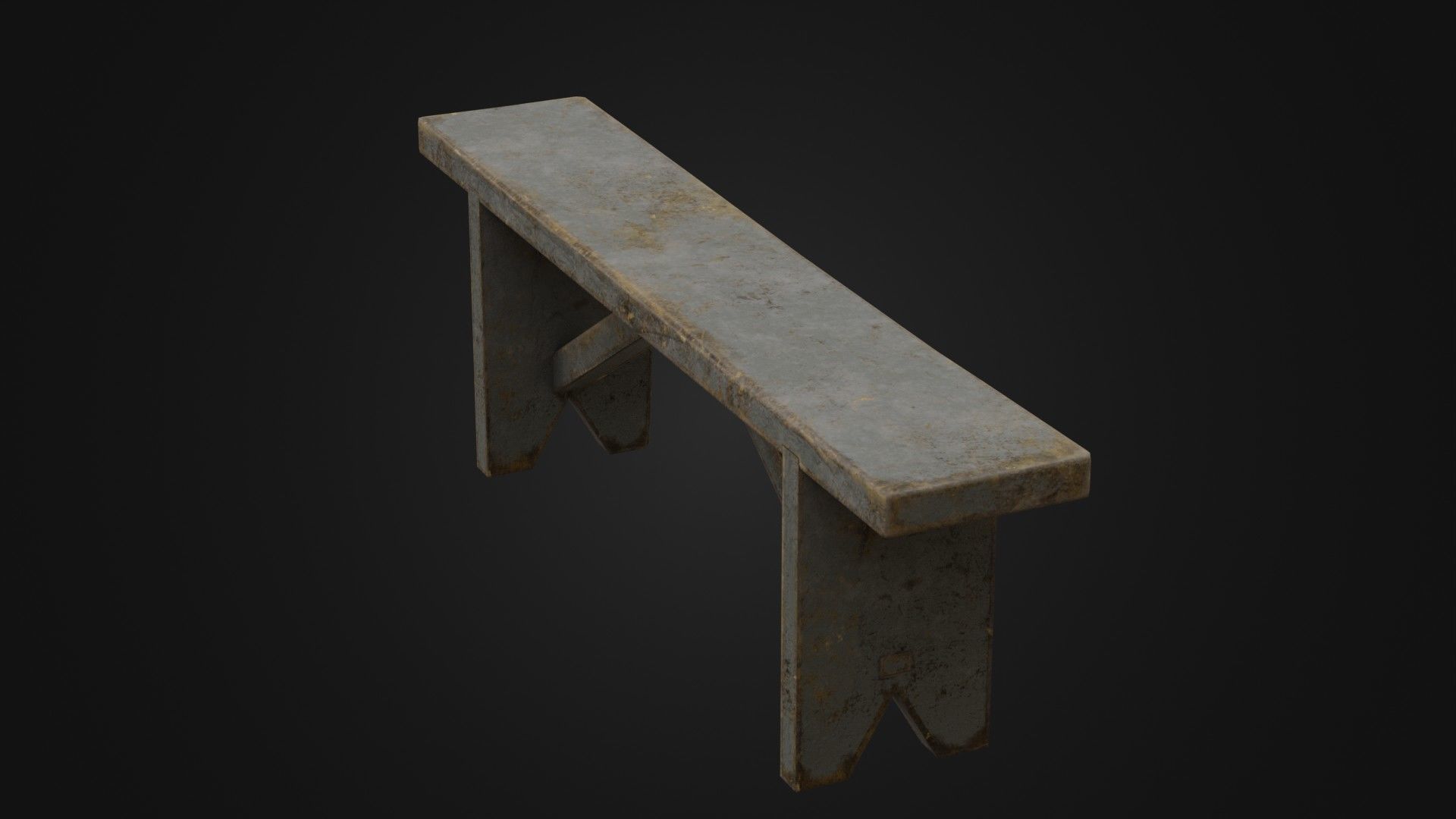 Old Dirty Worn Wooden Bench 10 Low-poly 3D model_17