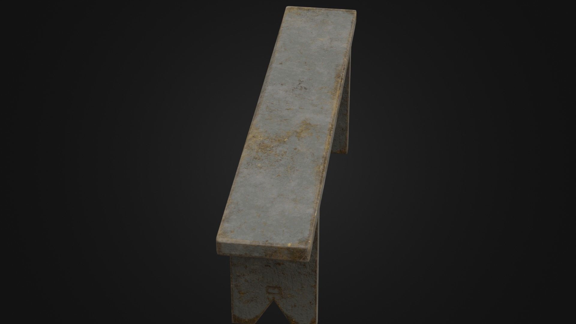 Old Dirty Worn Wooden Bench 10 Low-poly 3D model_34
