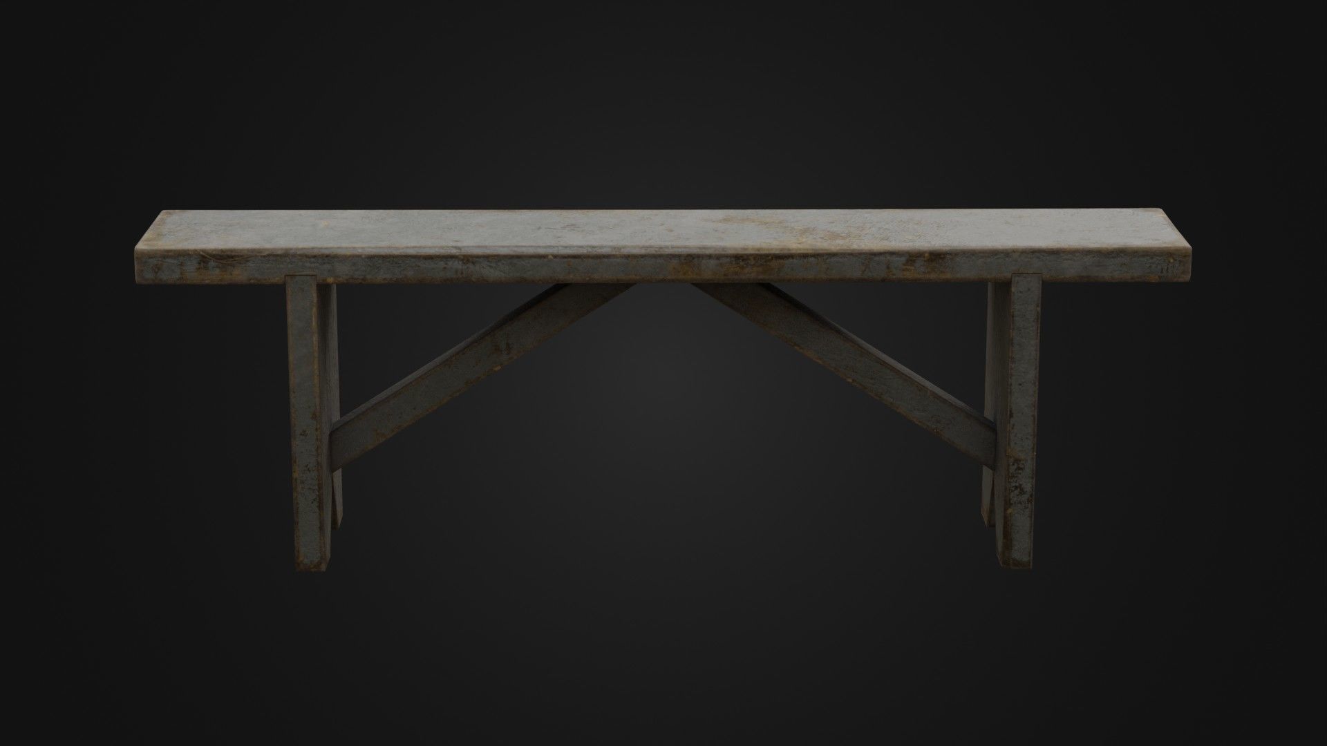 Old Dirty Worn Wooden Bench 10 Low-poly 3D model_3