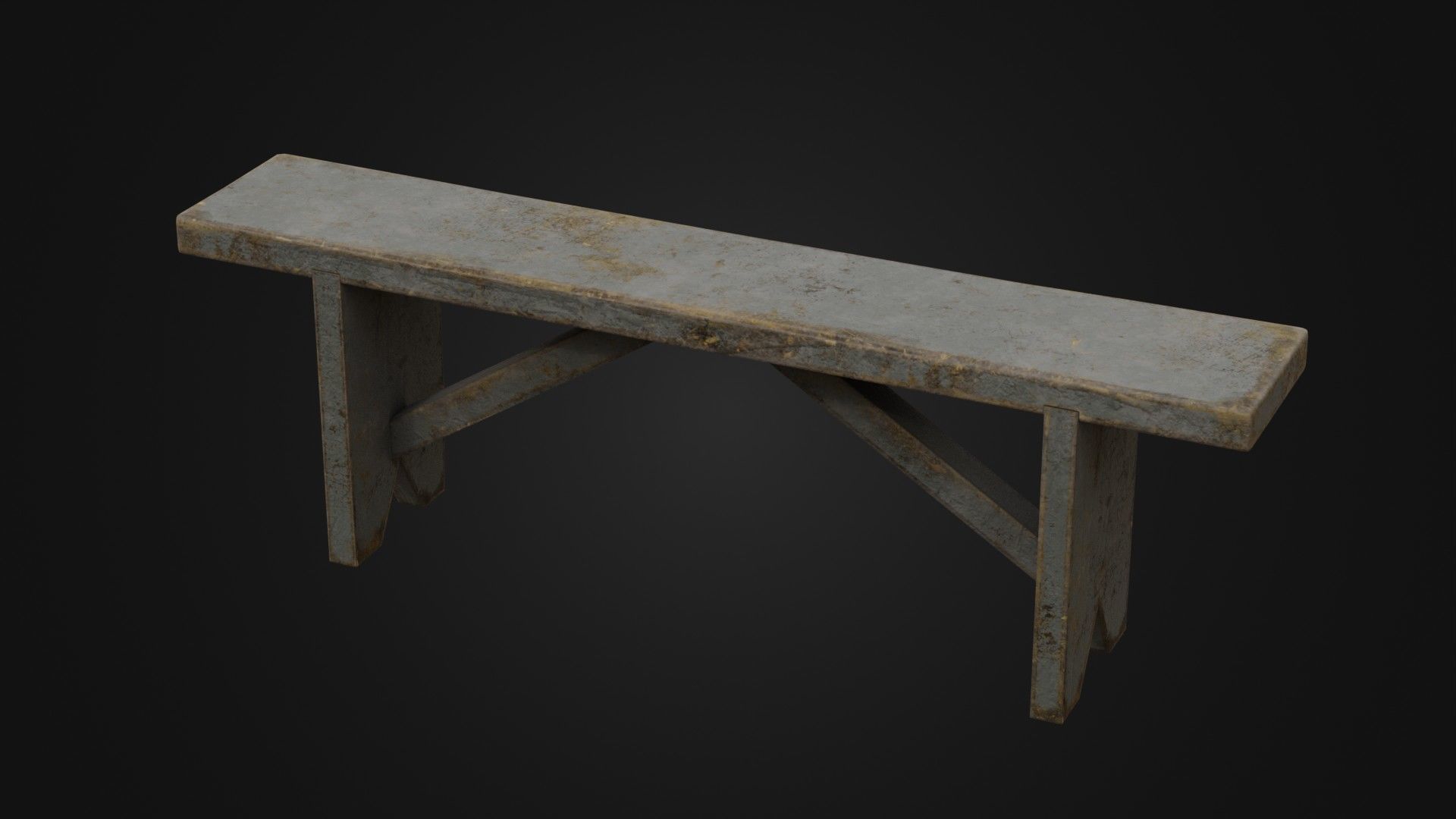 Old Dirty Worn Wooden Bench 10 Low-poly 3D model_21