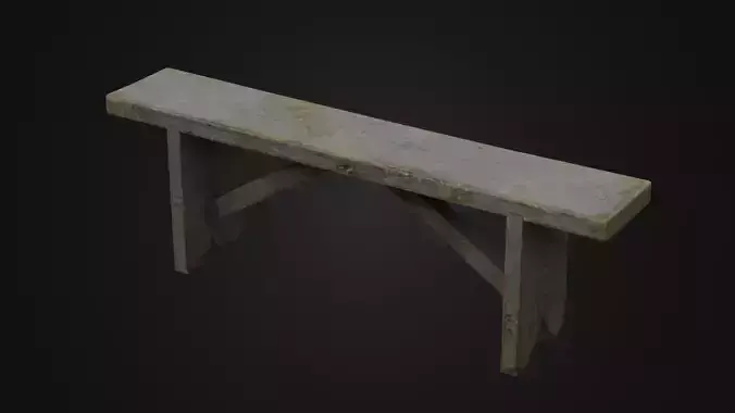 Old Dirty Worn Wooden Bench 10 Low-poly 3D model