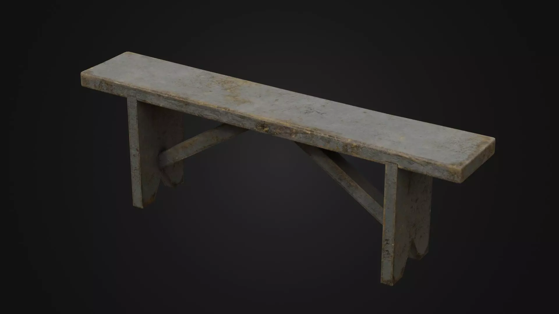 Old Dirty Worn Wooden Bench 10 Low-poly 3D model_0