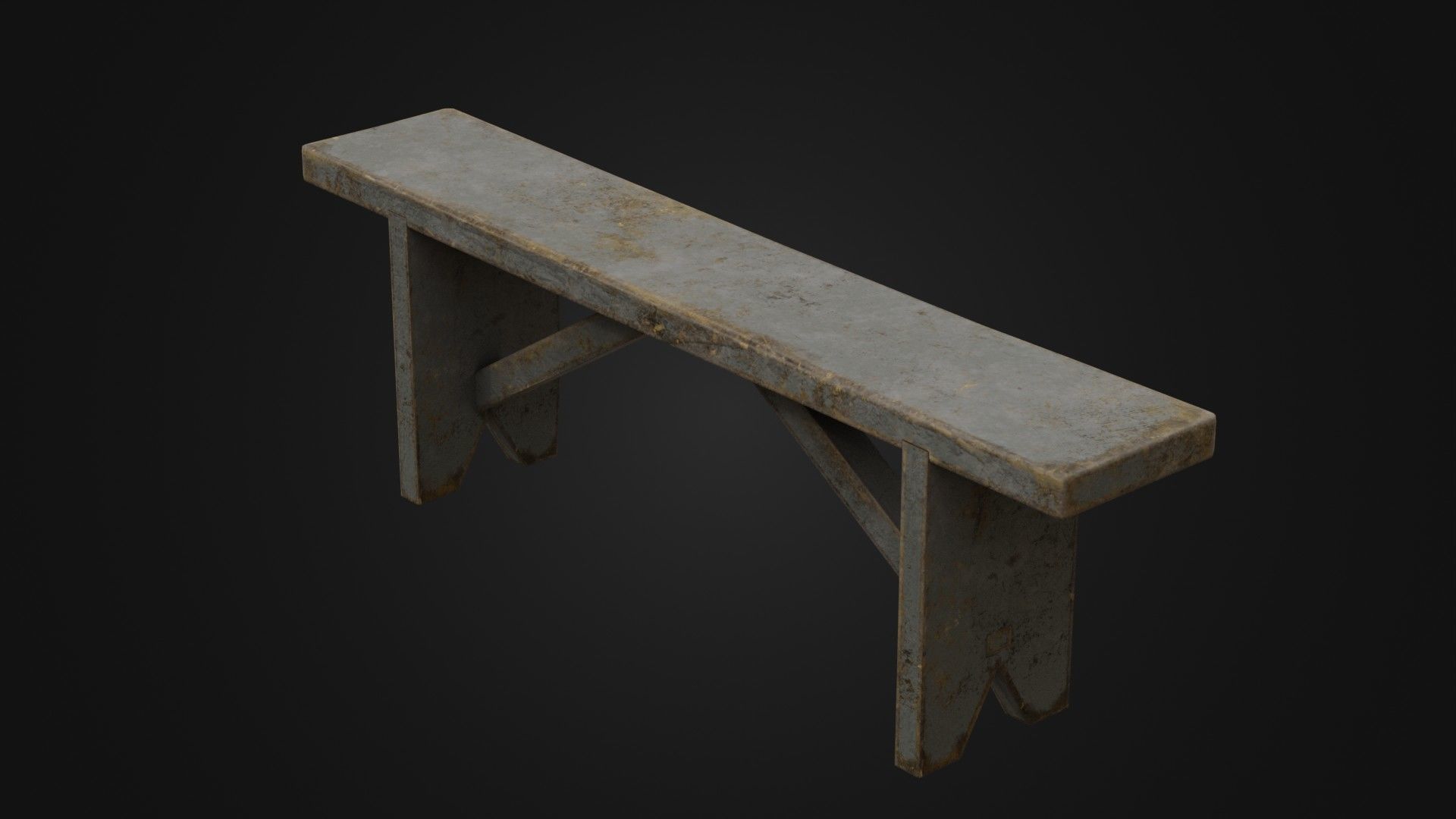 Old Dirty Worn Wooden Bench 10 Low-poly 3D model_19