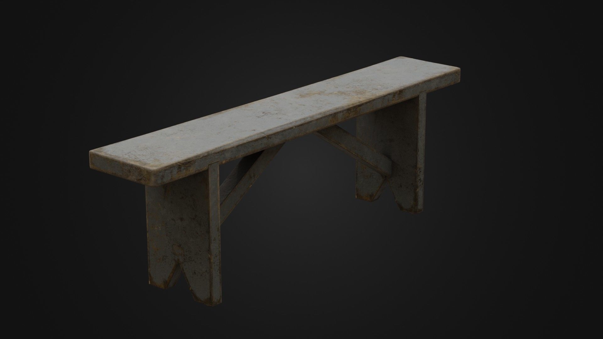 Old Dirty Worn Wooden Bench 10 Low-poly 3D model_9