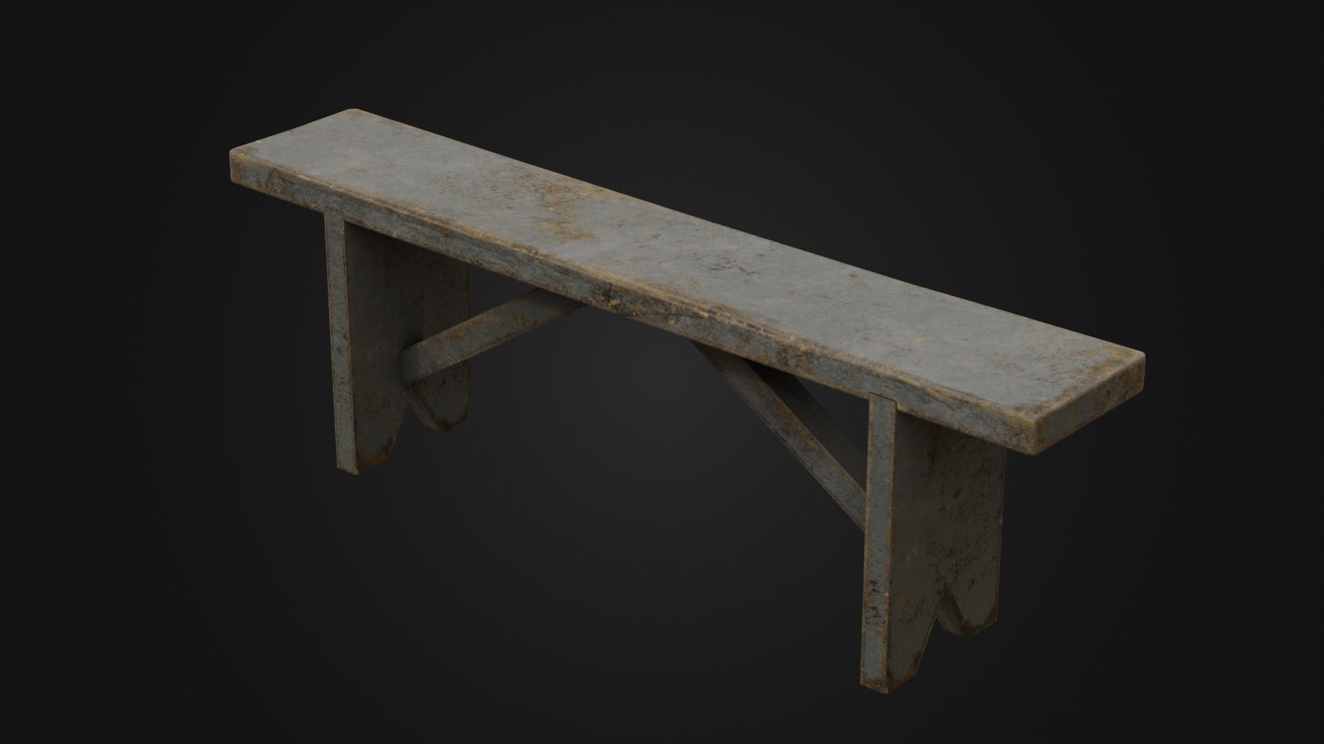 Old Dirty Worn Wooden Bench 10 Low-poly 3D model_20