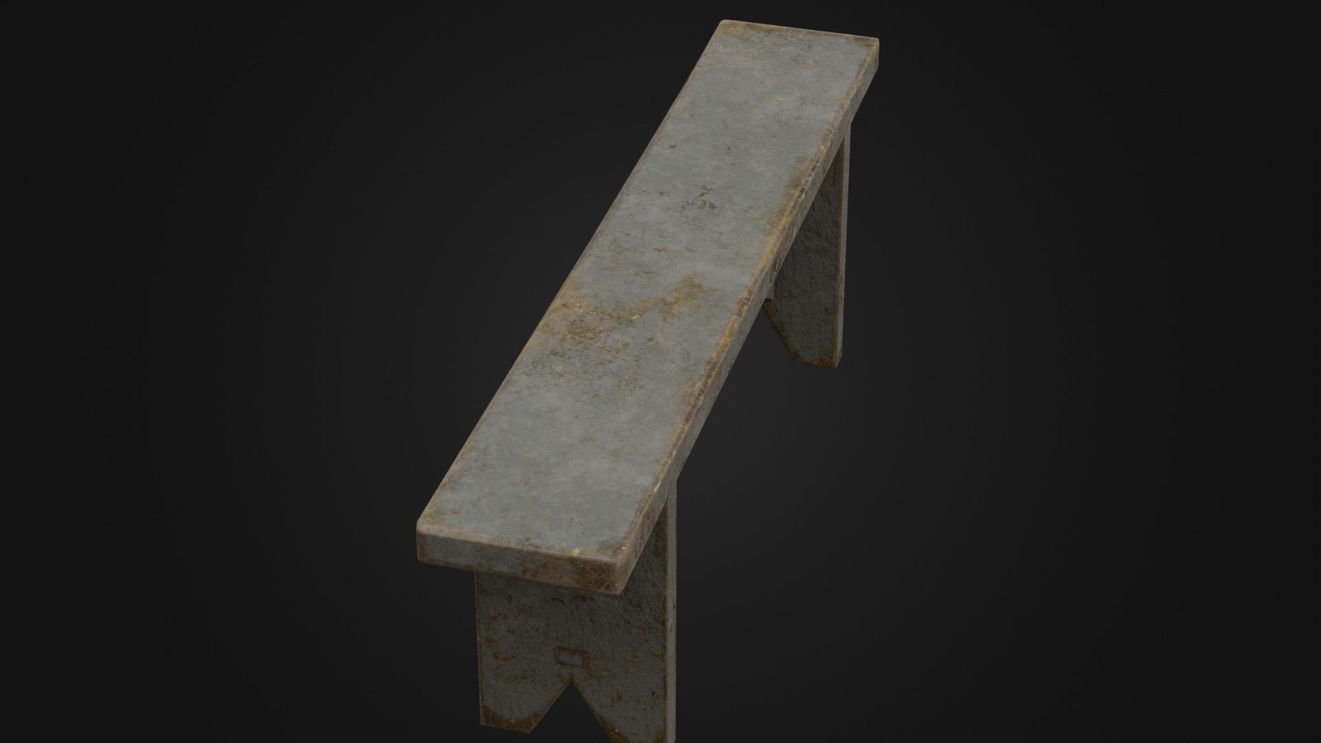 Old Dirty Worn Wooden Bench 10 Low-poly 3D model_33