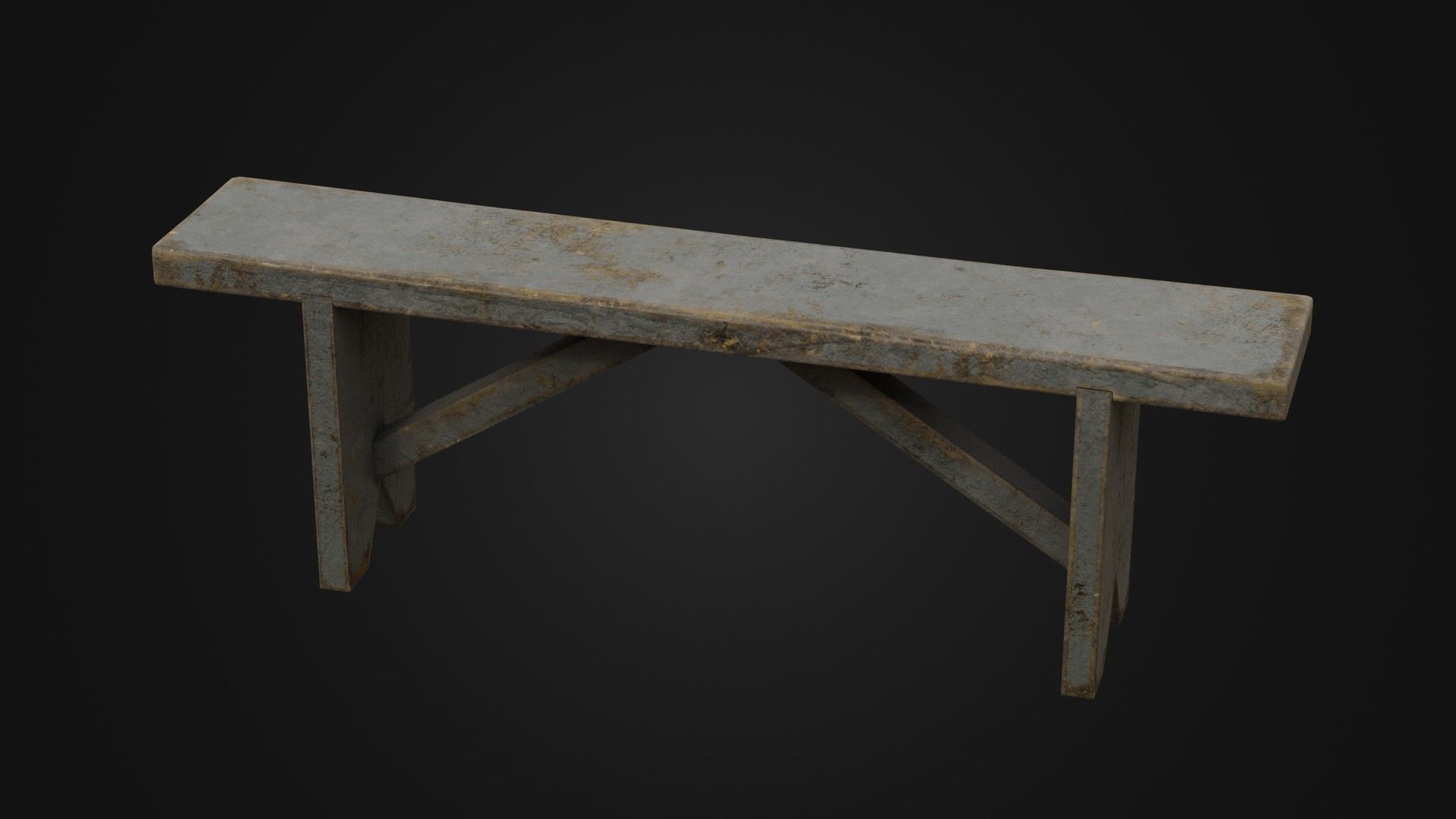 Old Dirty Worn Wooden Bench 10 Low-poly 3D model_22