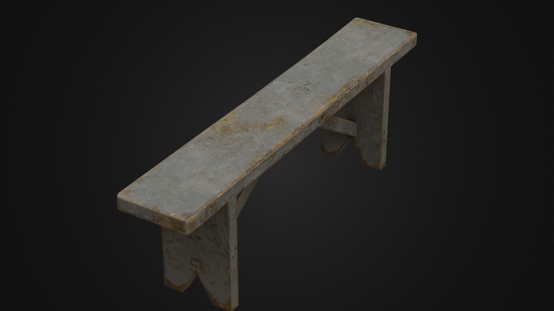 Old Dirty Worn Wooden Bench 10 Low-poly 3D model_31