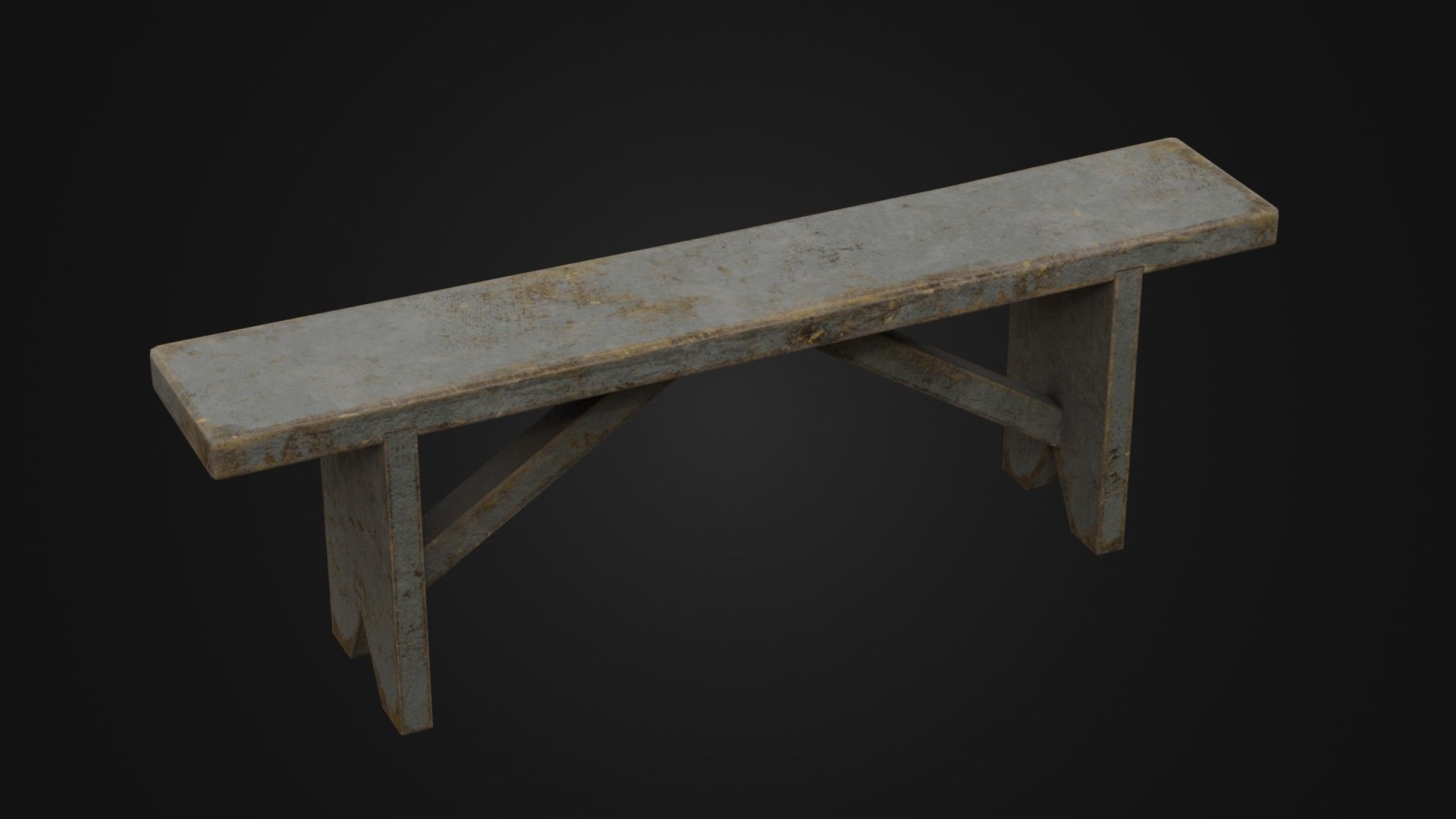 Old Dirty Worn Wooden Bench 10 Low-poly 3D model_27