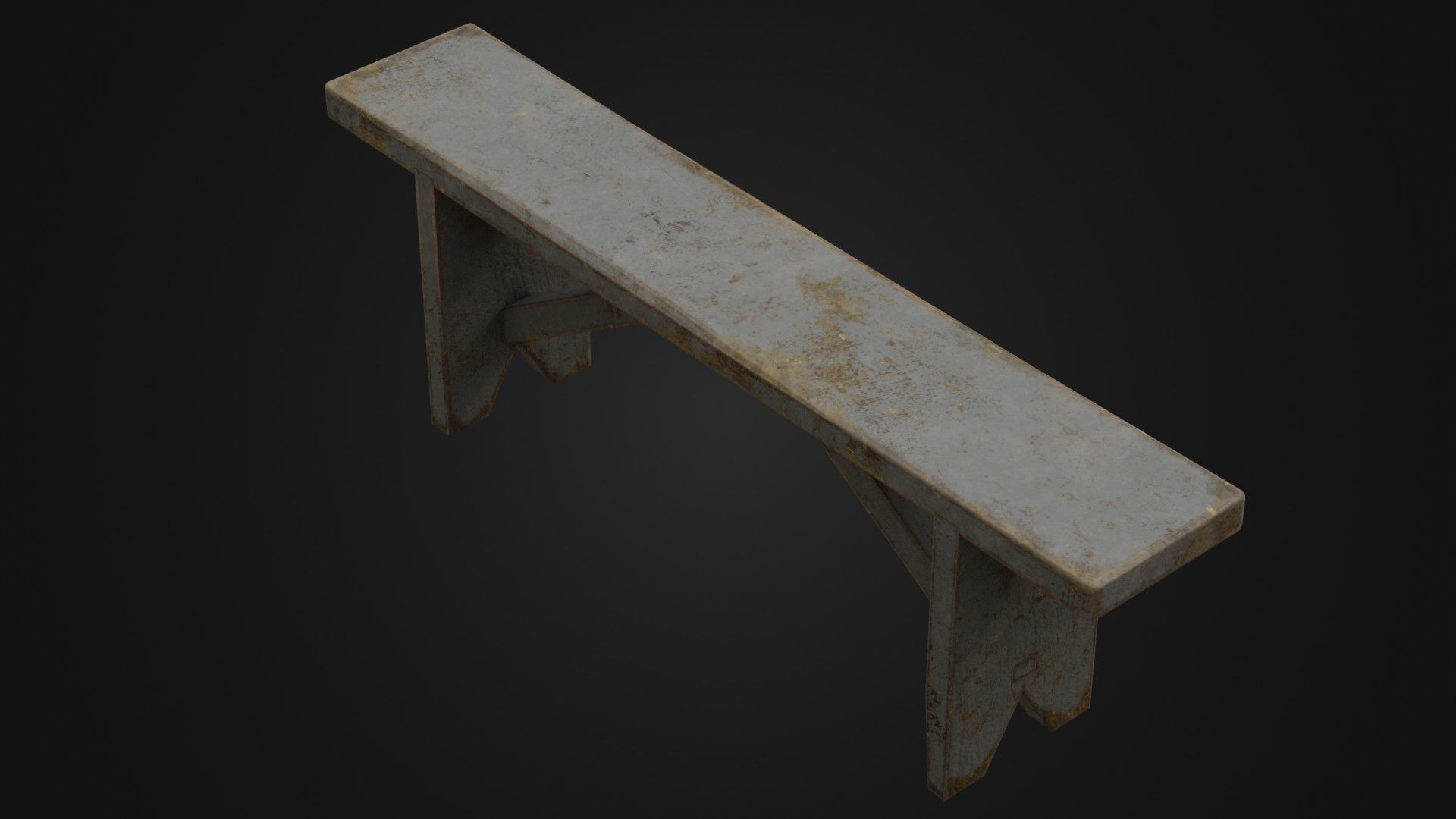 Old Dirty Worn Wooden Bench 10 Low-poly 3D model_40