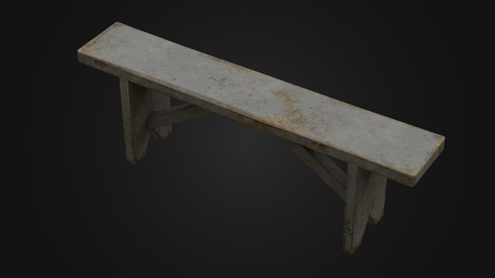 Old Dirty Worn Wooden Bench 10 Low-poly 3D model_42