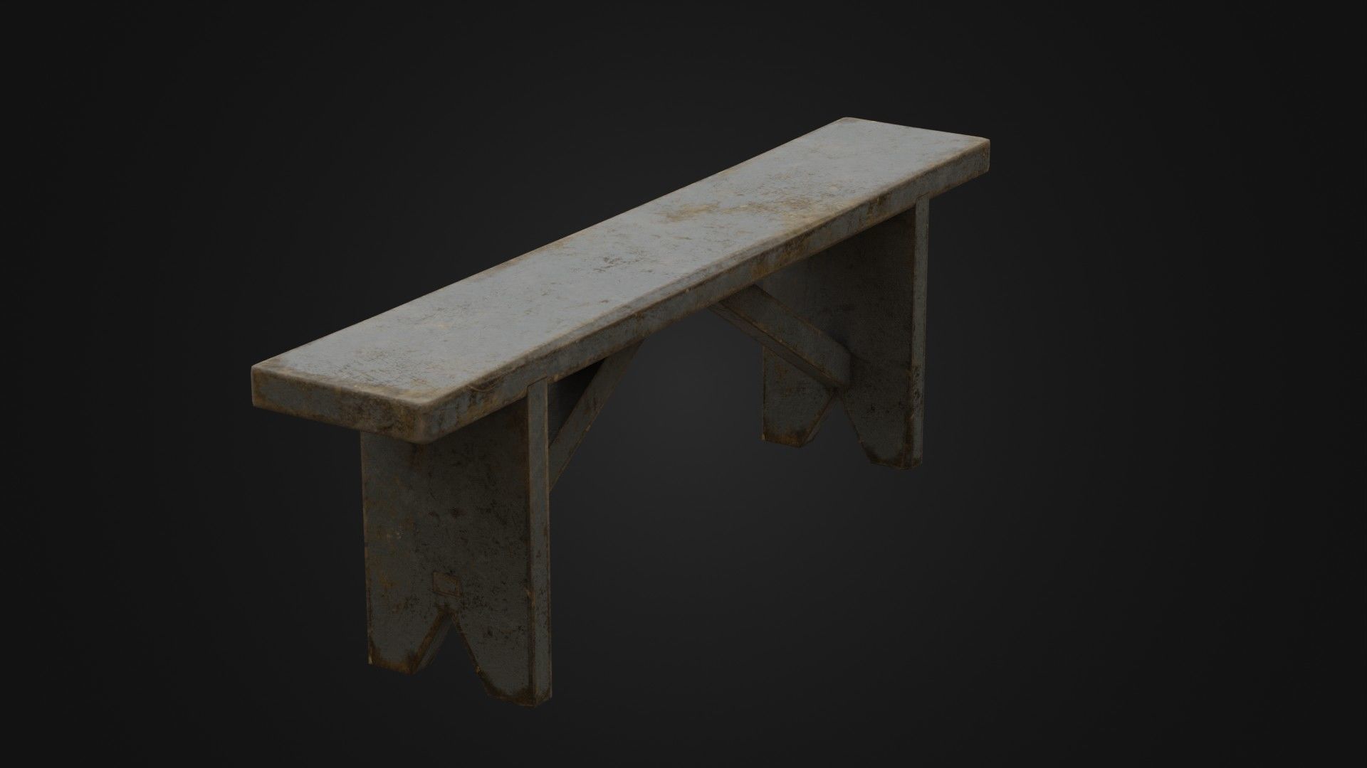 Old Dirty Worn Wooden Bench 10 Low-poly 3D model_10
