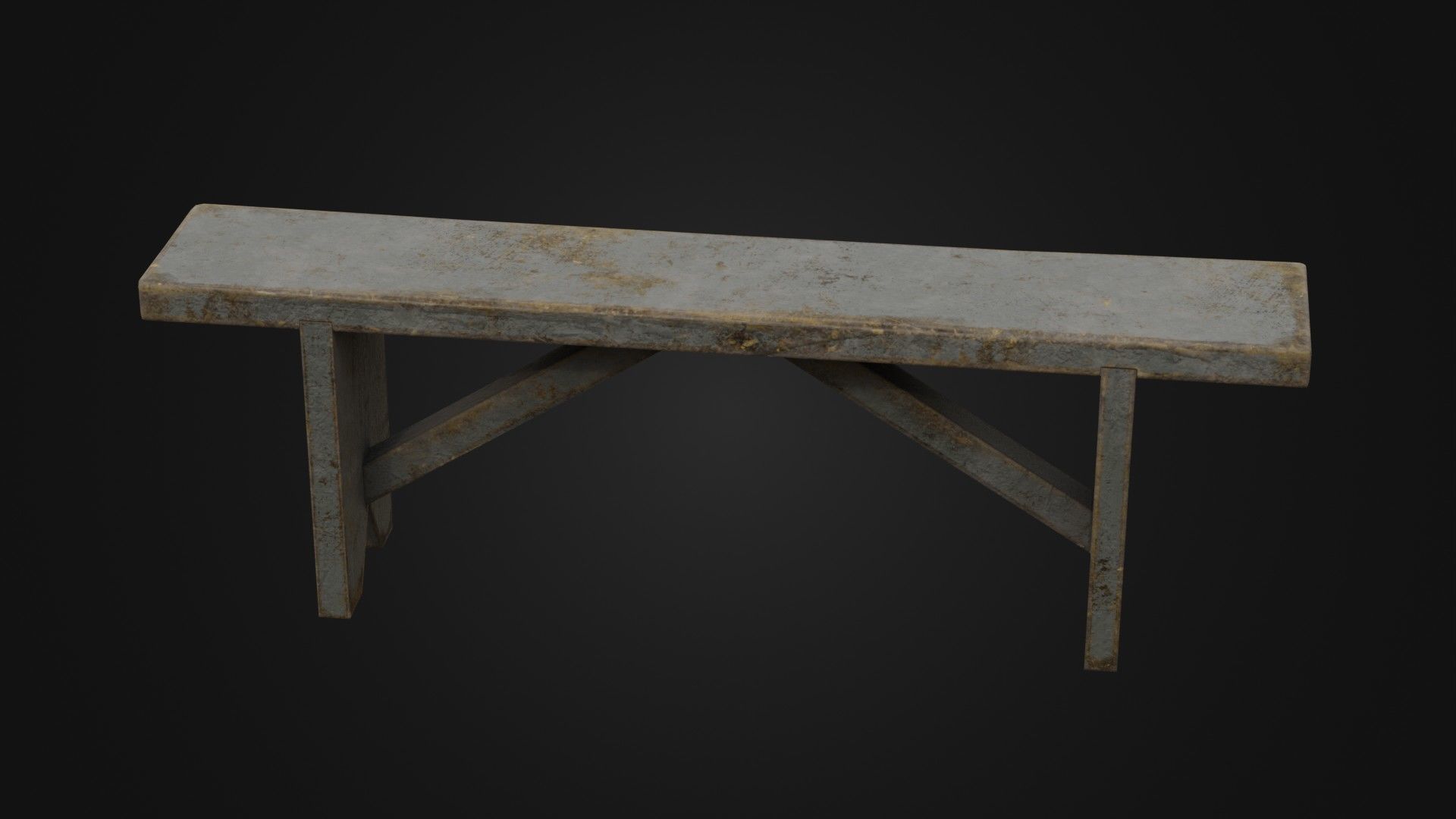 Old Dirty Worn Wooden Bench 10 Low-poly 3D model_23
