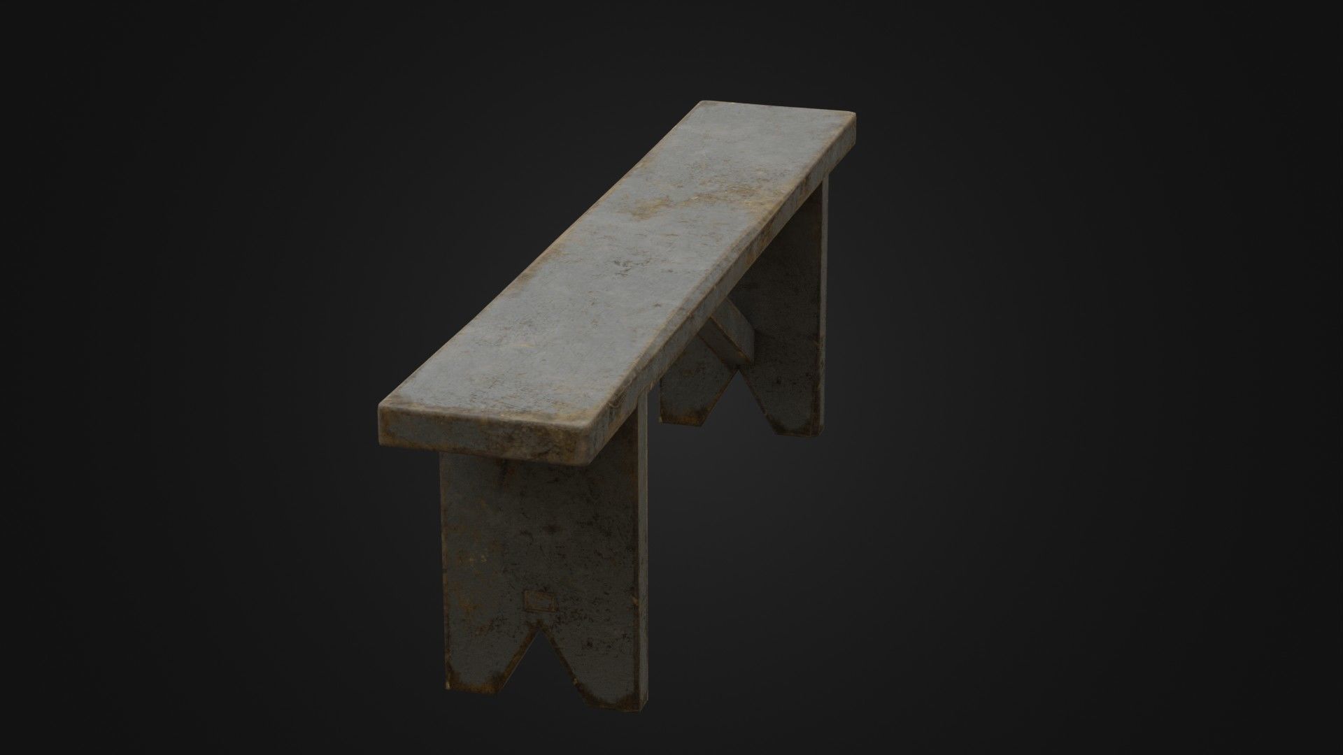 Old Dirty Worn Wooden Bench 10 Low-poly 3D model_12