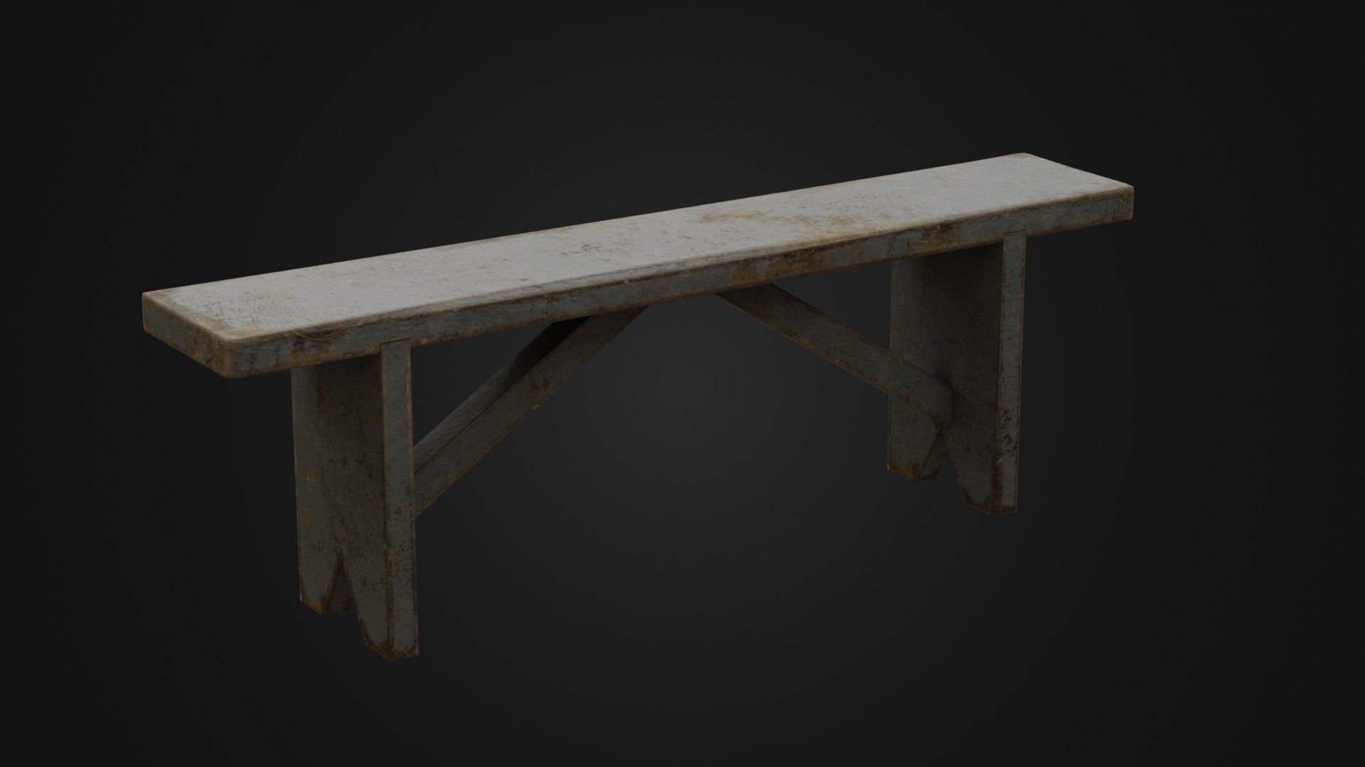 Old Dirty Worn Wooden Bench 10 Low-poly 3D model_7