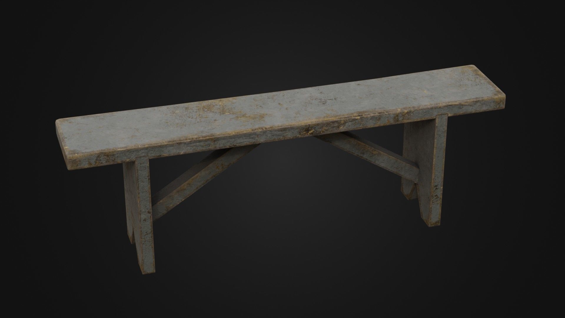 Old Dirty Worn Wooden Bench 10 Low-poly 3D model_26