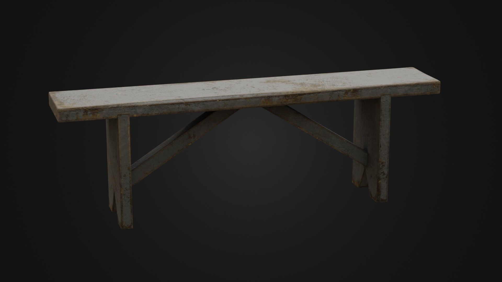 Old Dirty Worn Wooden Bench 10 Low-poly 3D model_5
