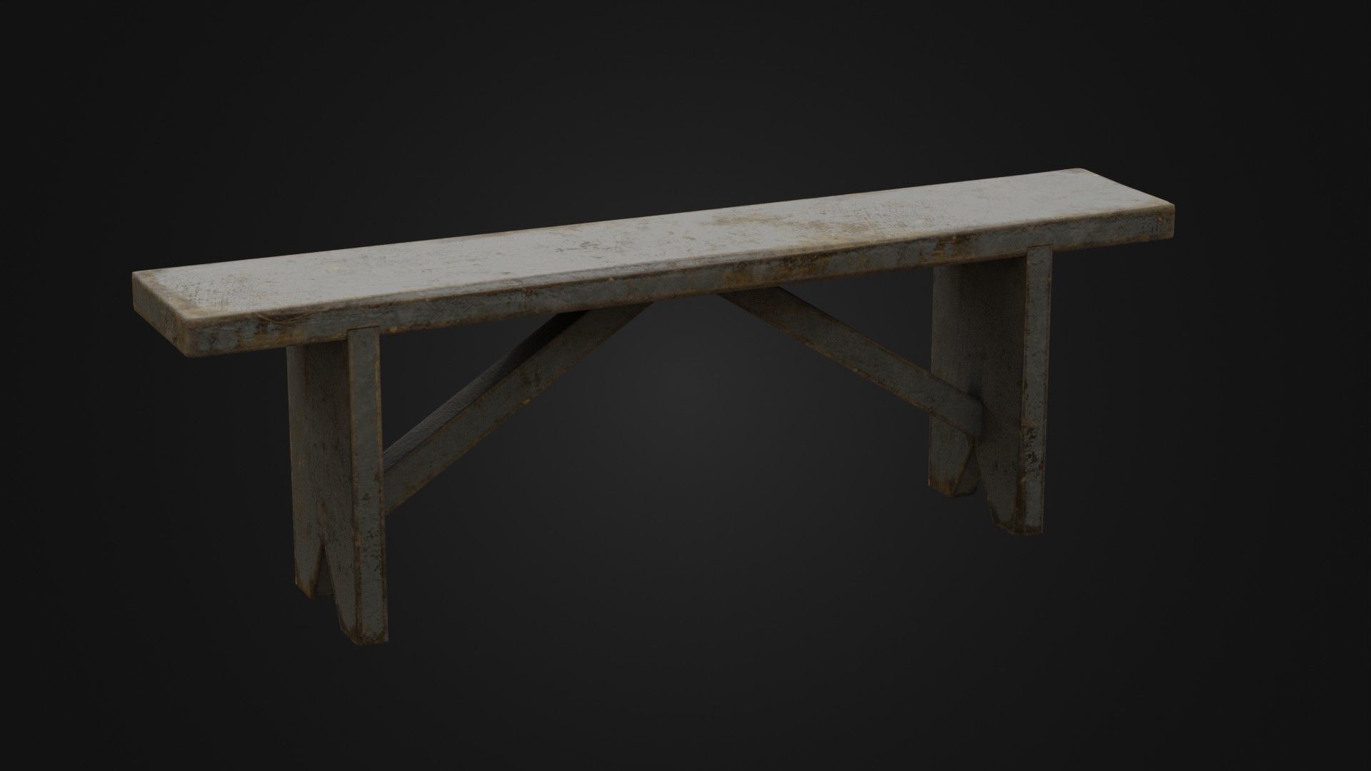 Old Dirty Worn Wooden Bench 10 Low-poly 3D model_6