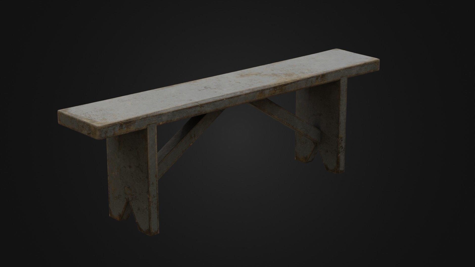 Old Dirty Worn Wooden Bench 10 Low-poly 3D model_8