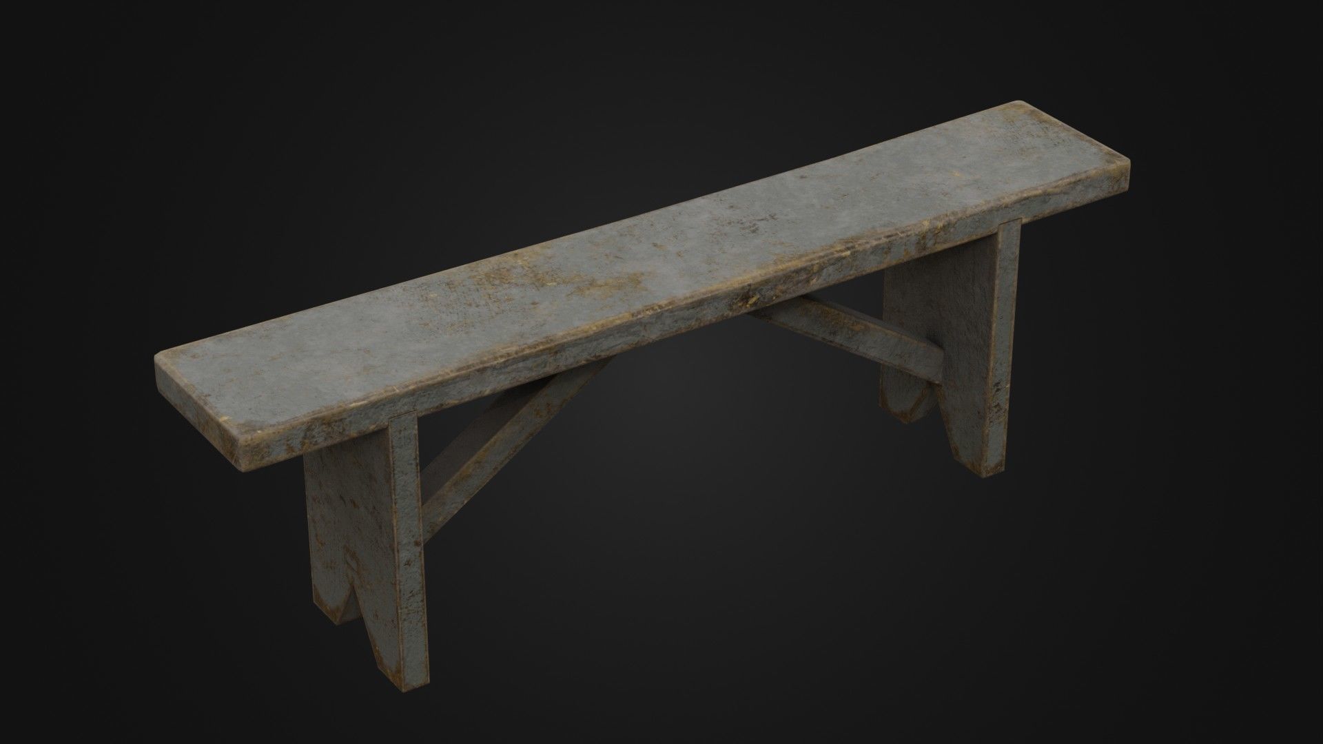 Old Dirty Worn Wooden Bench 10 Low-poly 3D model_28