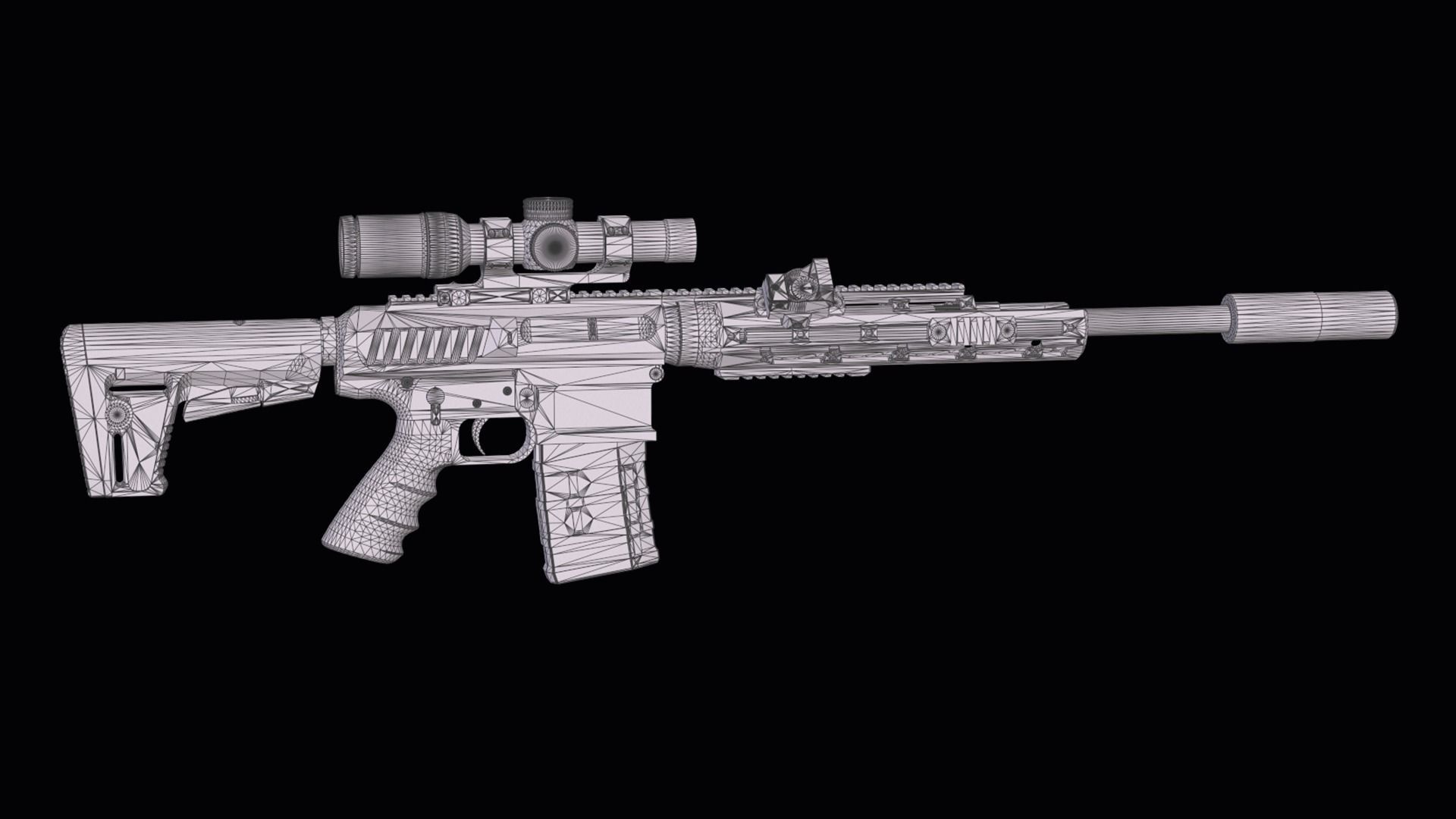 Tactical modular sniper rifle Remington R11 RSASS Low-poly 3D model_33
