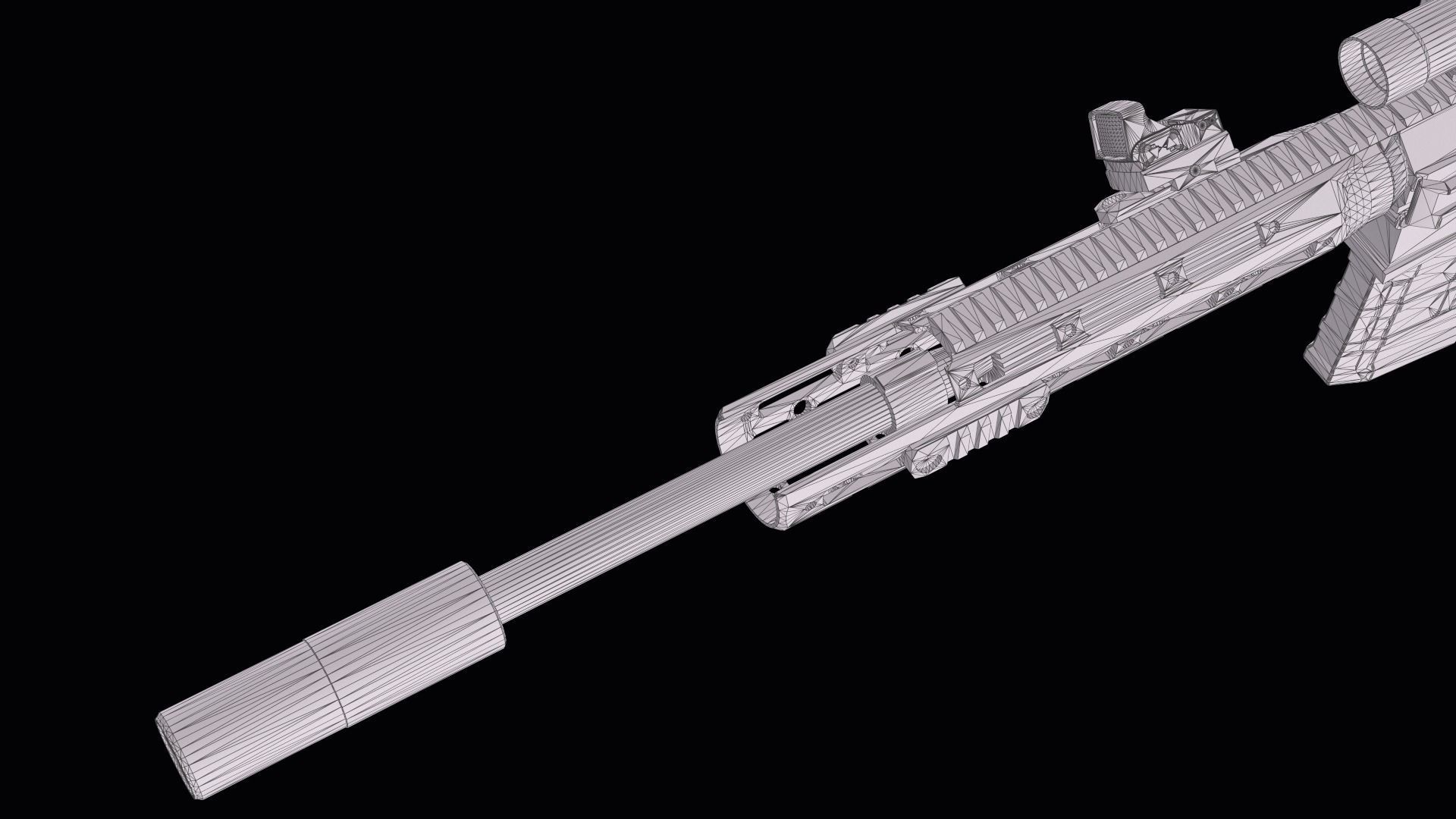 Tactical modular sniper rifle Remington R11 RSASS Low-poly 3D model_35