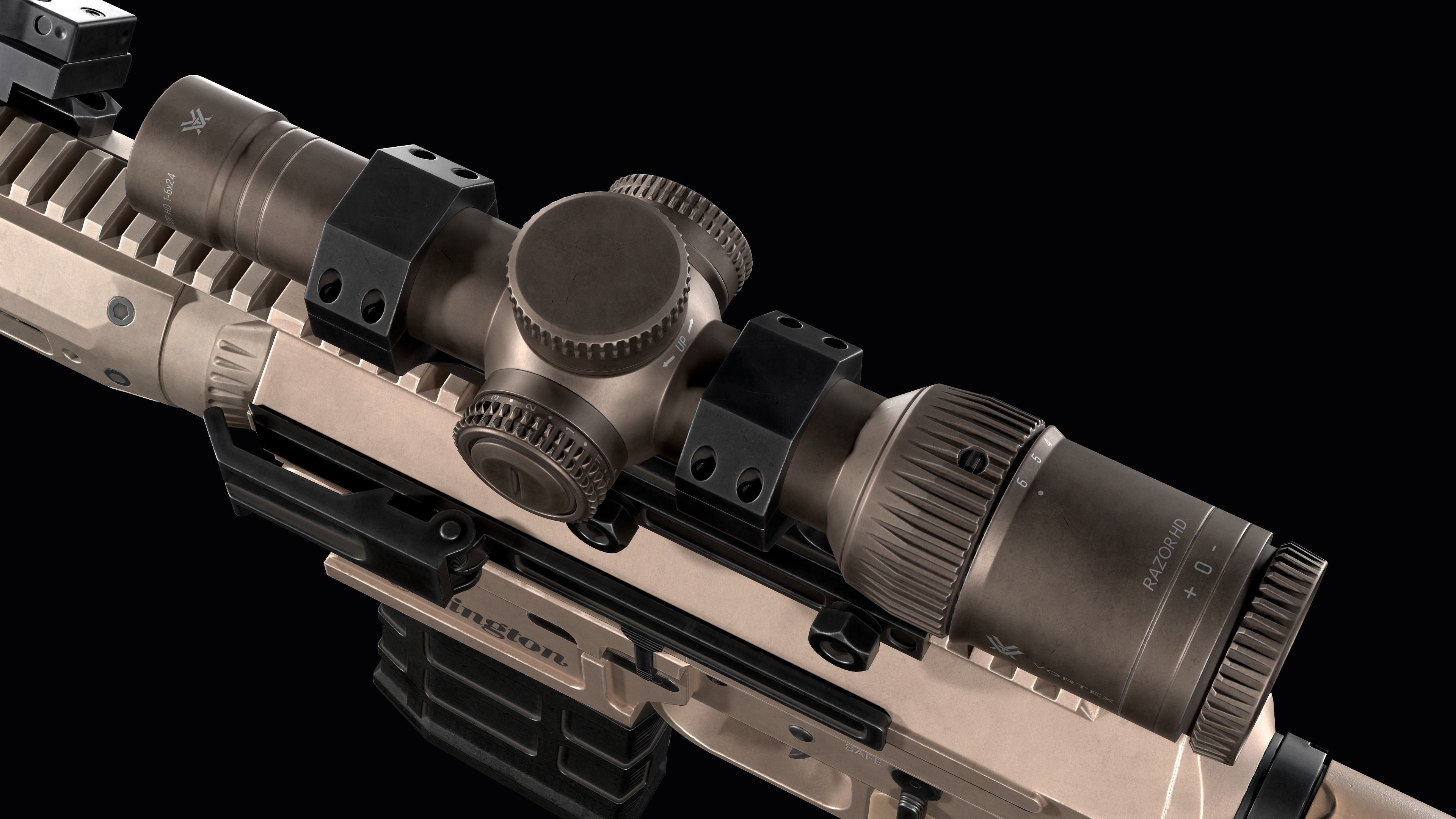 Tactical modular sniper rifle Remington R11 RSASS Low-poly 3D model_20