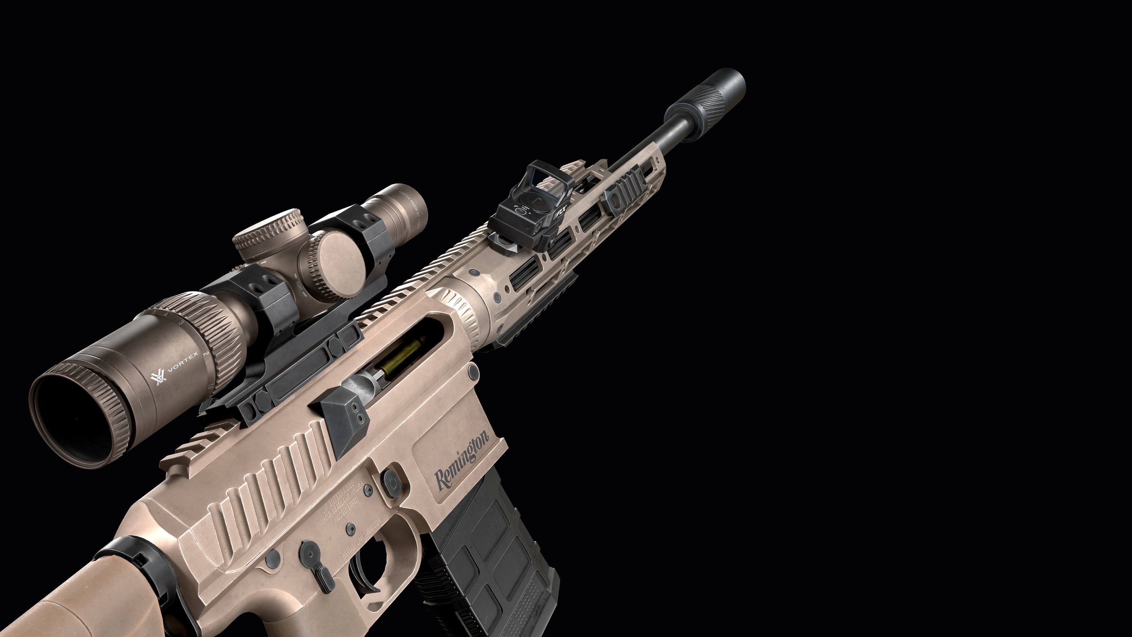 Tactical modular sniper rifle Remington R11 RSASS Low-poly 3D model_28