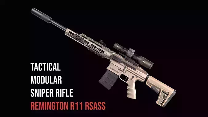 Tactical modular sniper rifle Remington R11 RSASS  Low-poly 3D model