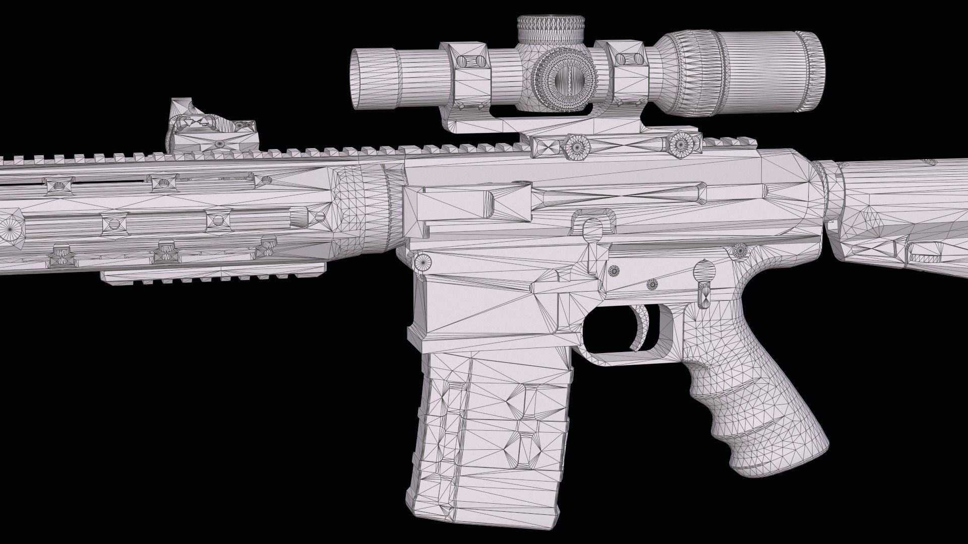 Tactical modular sniper rifle Remington R11 RSASS Low-poly 3D model_37