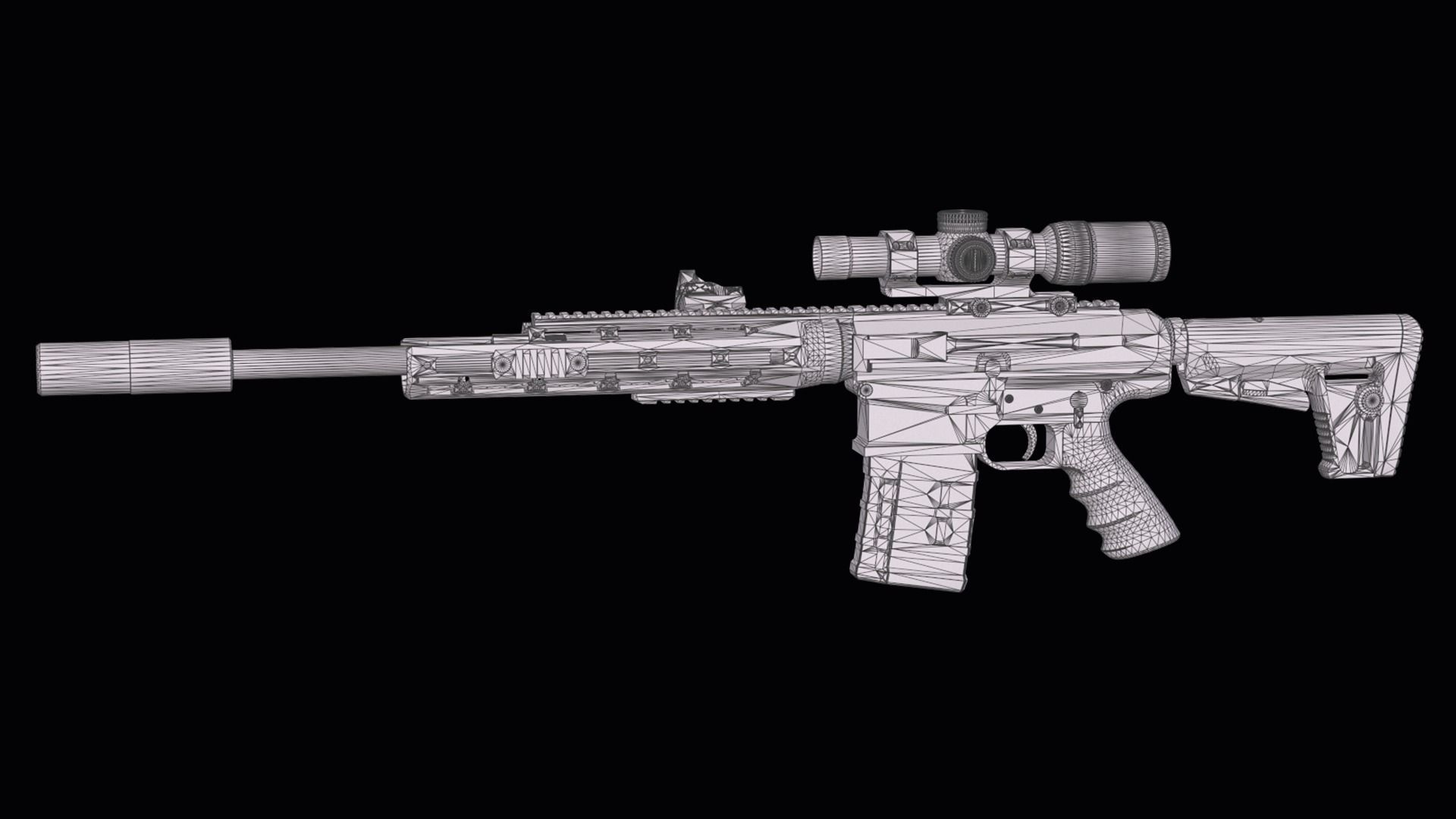 Tactical modular sniper rifle Remington R11 RSASS Low-poly 3D model_34