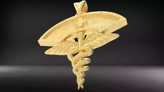 Nurse Cap Pendant with Caduceus Charm Jewelry