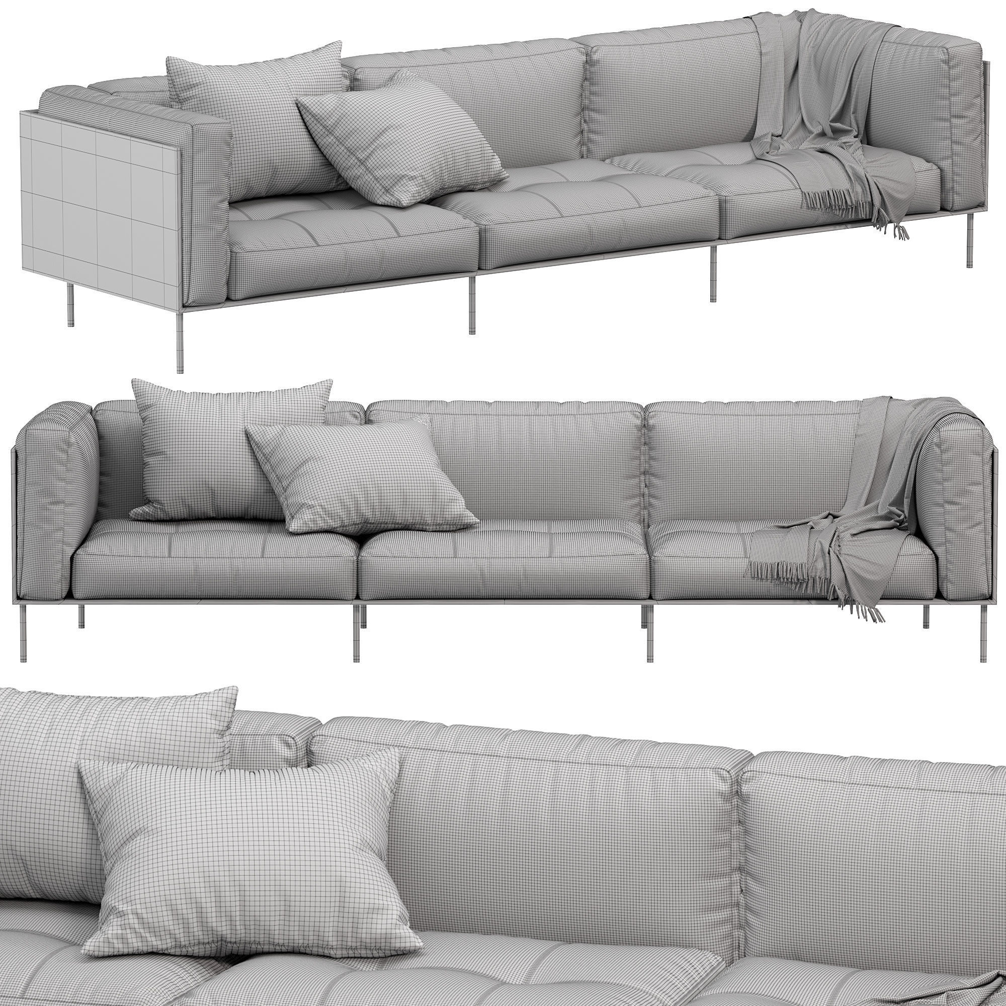 Rod sofa by Livingdivani 3D model_2