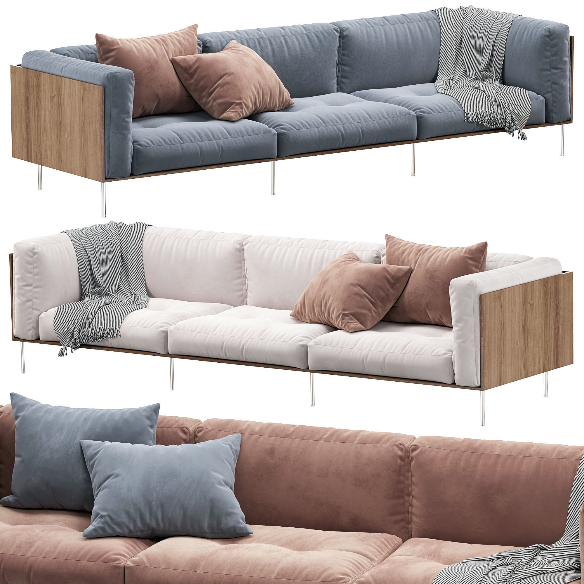Rod sofa by Livingdivani 3D model_1