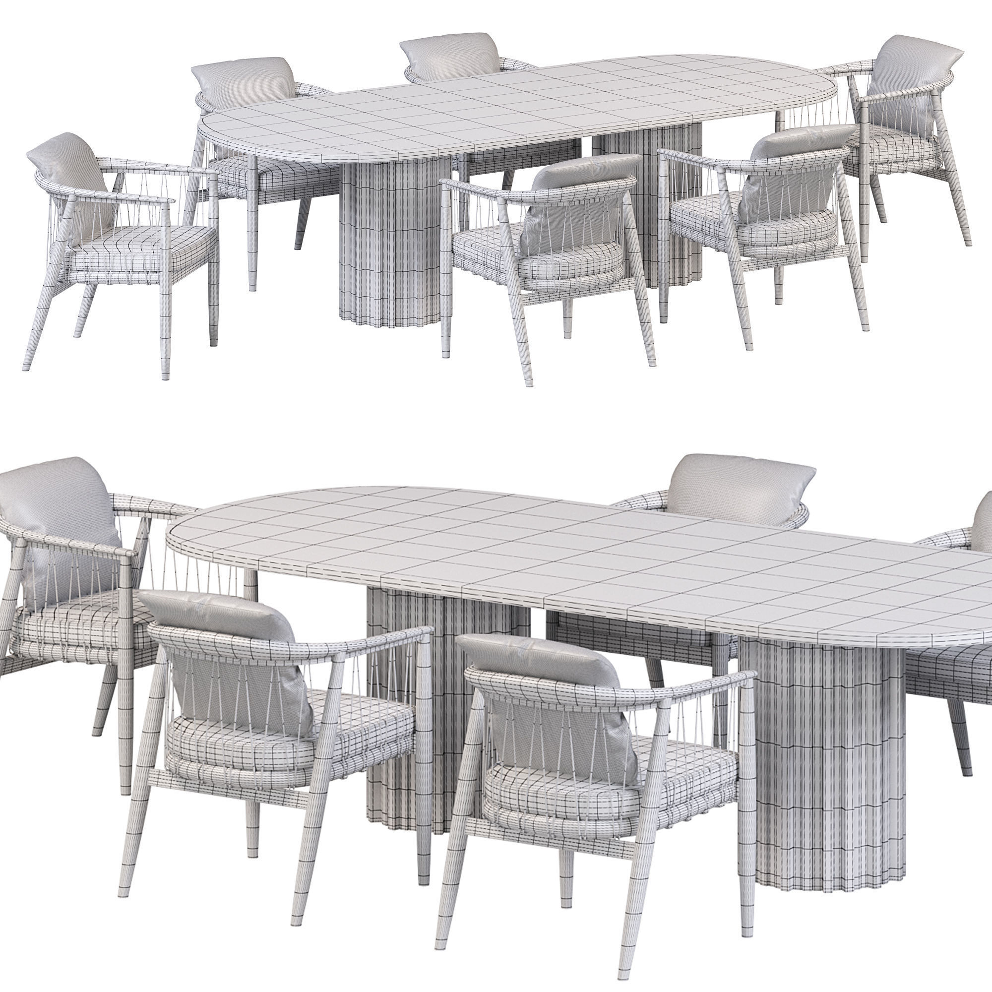 Huxley Dining Table and Viola  Small armchair 3D model_2