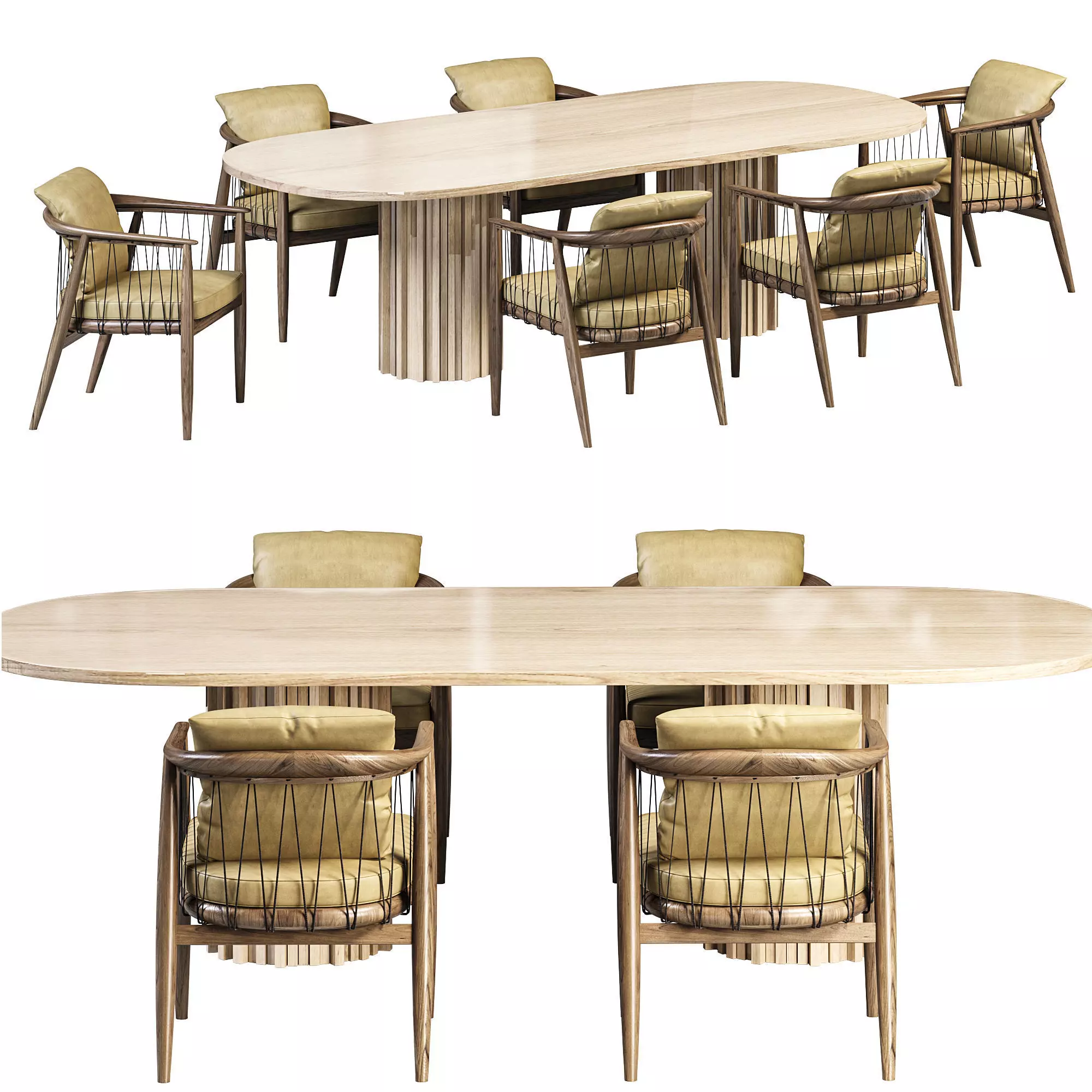 Huxley Dining Table and Viola  Small armchair 3D model_0