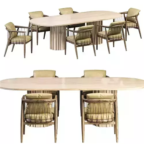 Huxley Dining Table and Viola  Small armchair 3D model