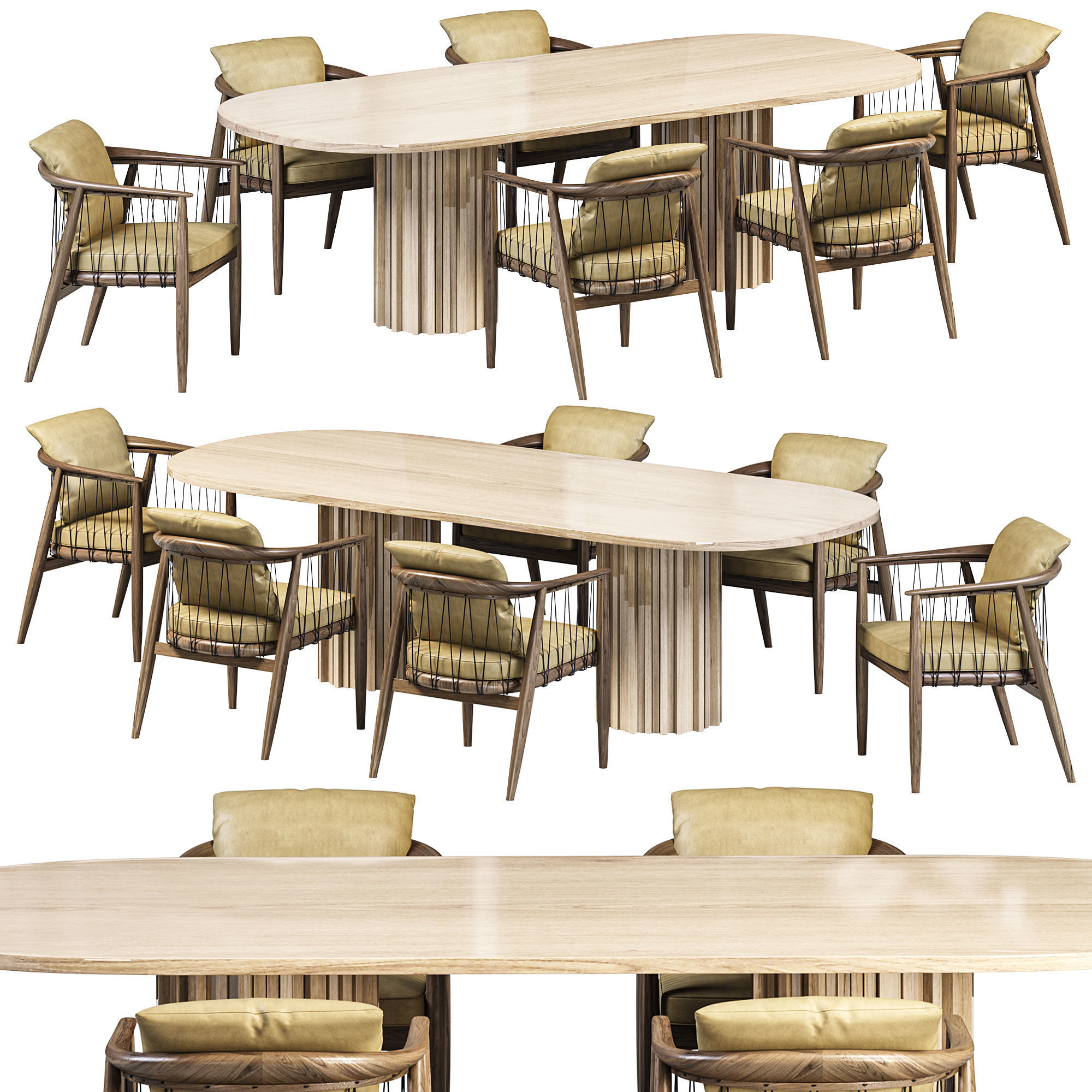 Huxley Dining Table and Viola  Small armchair 3D model_1